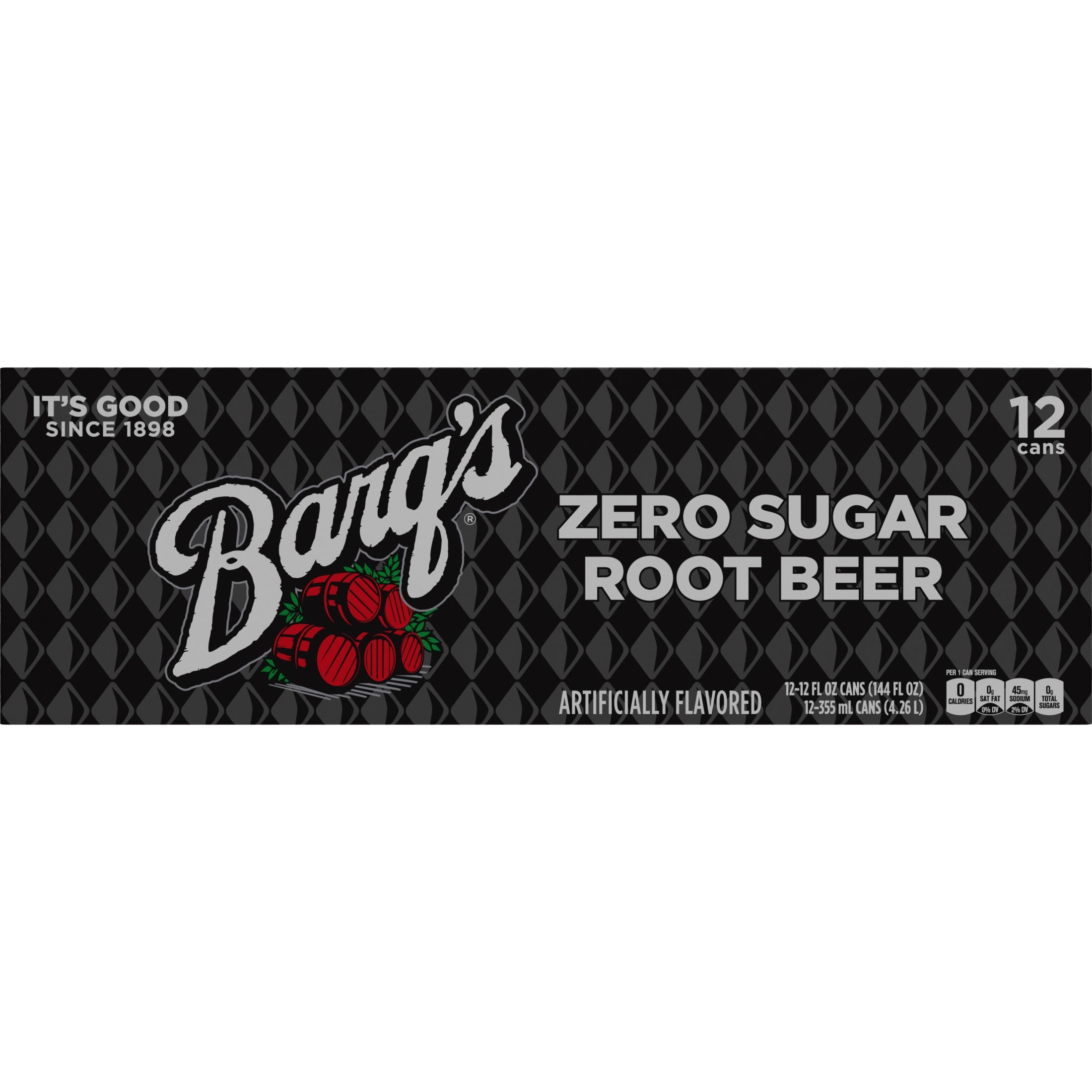 Barq's Zero Sugar Root Beer Soda Pop Fridge Pack Cans, 12 fl oz, 12 Pack