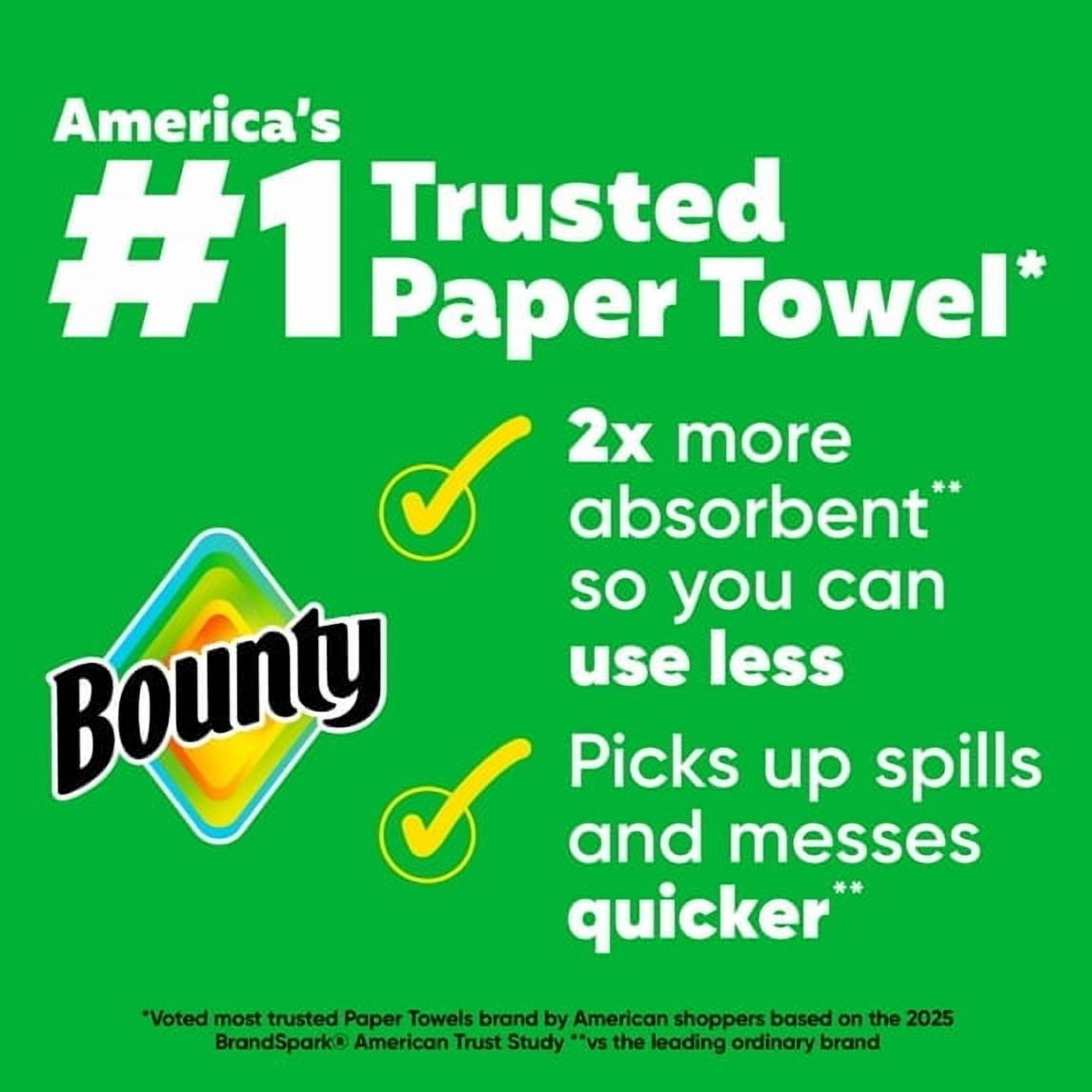 2 Pack Bounty Paper Towels Full Sheet White, 6 Triple Rolls, 75 Sheets per Roll