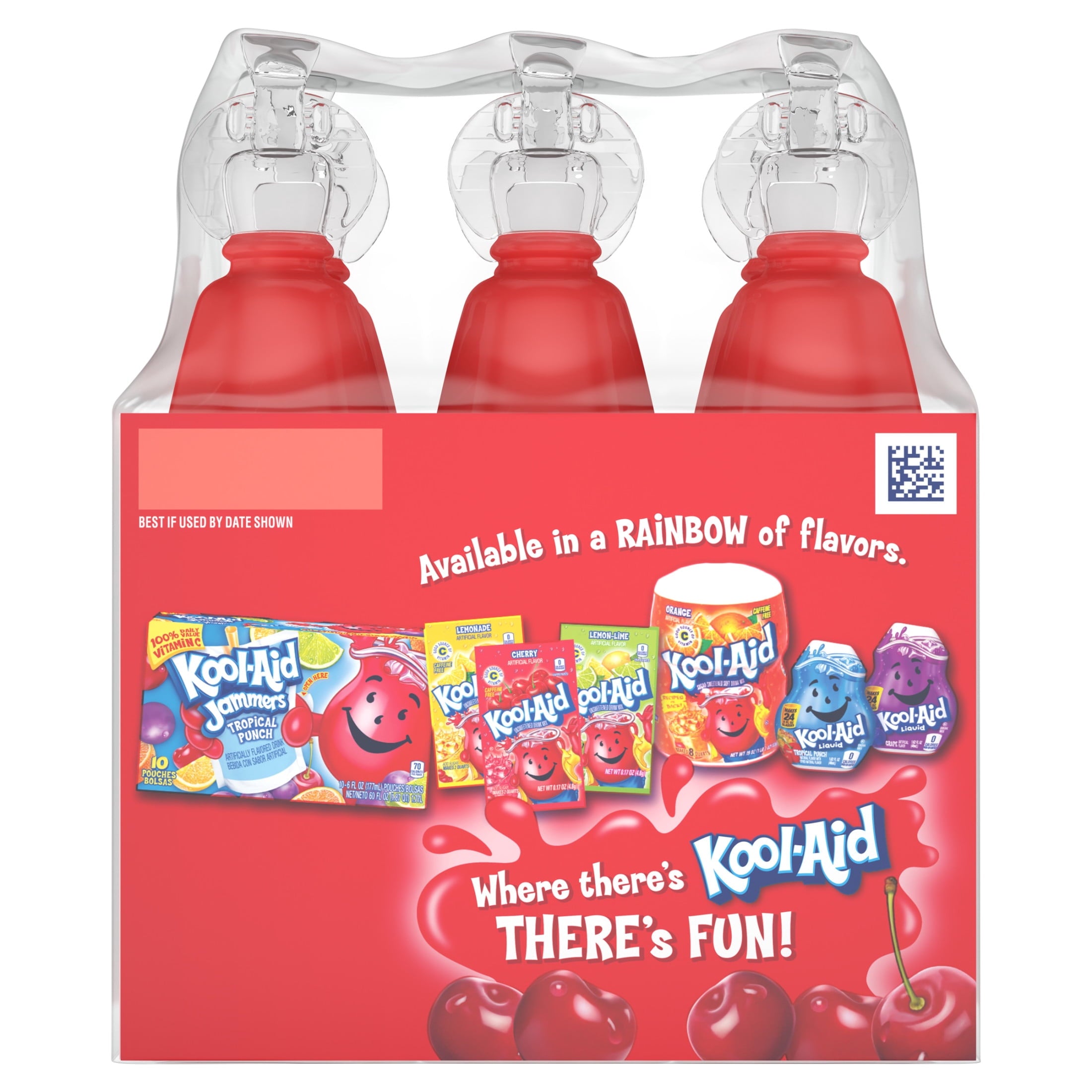 Kool-Aid Bursts Soft Drink, 6 Bottles, for School Lunches and On-the-Go Hydration, artificial flavor Cherry, Caffeine Free, 6.75 oz