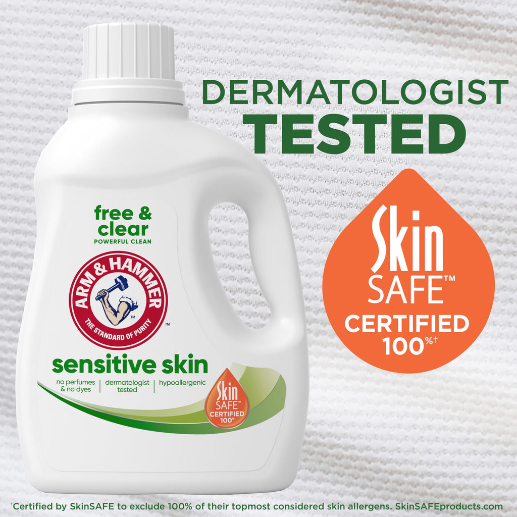ARM & HAMMER Sensitive Skin Free & Clear Liquid Laundry Detergent Soap, 105 fl oz, 105 Loads