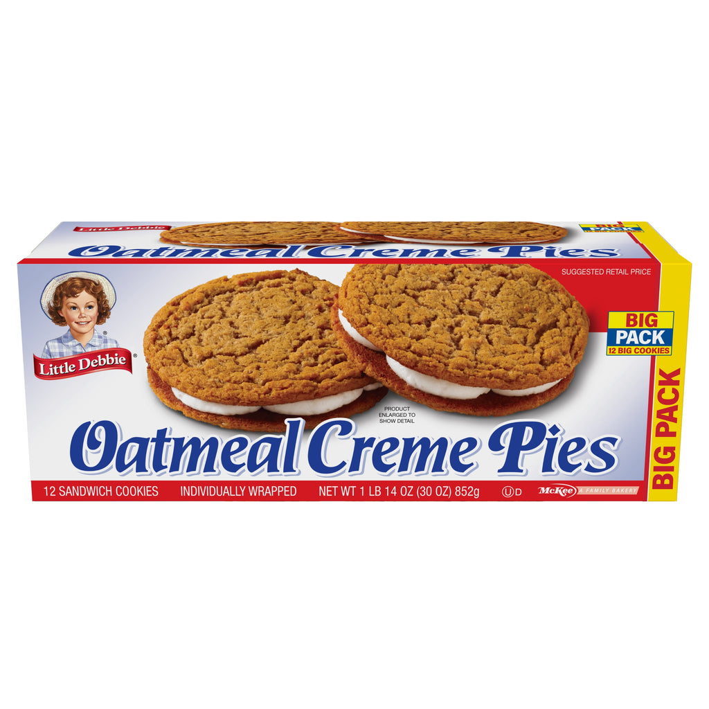 Little Debbie Big Pack Oatmeal Creme Pies, 12 Sandwich Cookies per pack, 30 oz