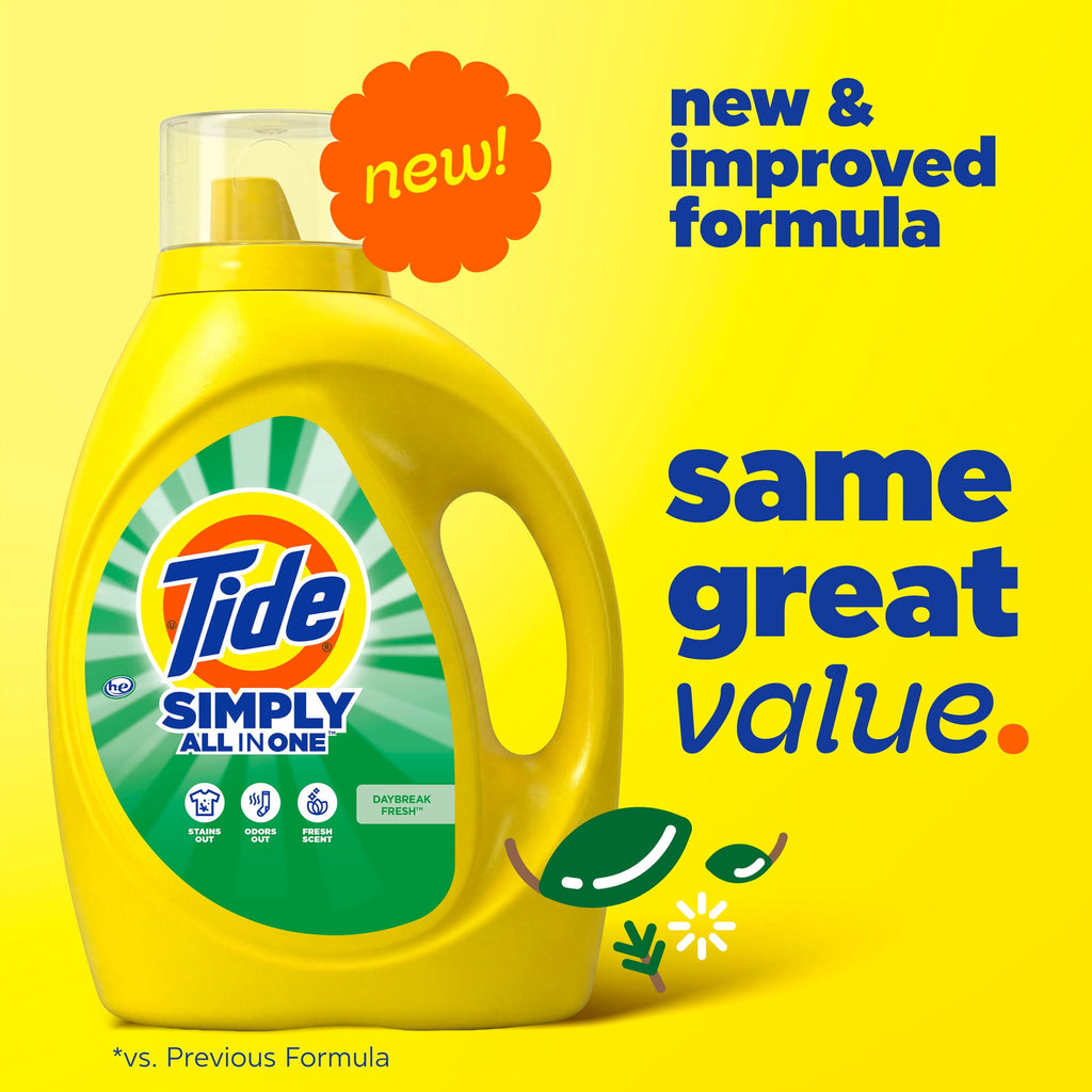 Tide Simply Liquid Laundry Detergent, All-In-One, Daybreak Fresh Scent, 173 fl oz, 138 Loads