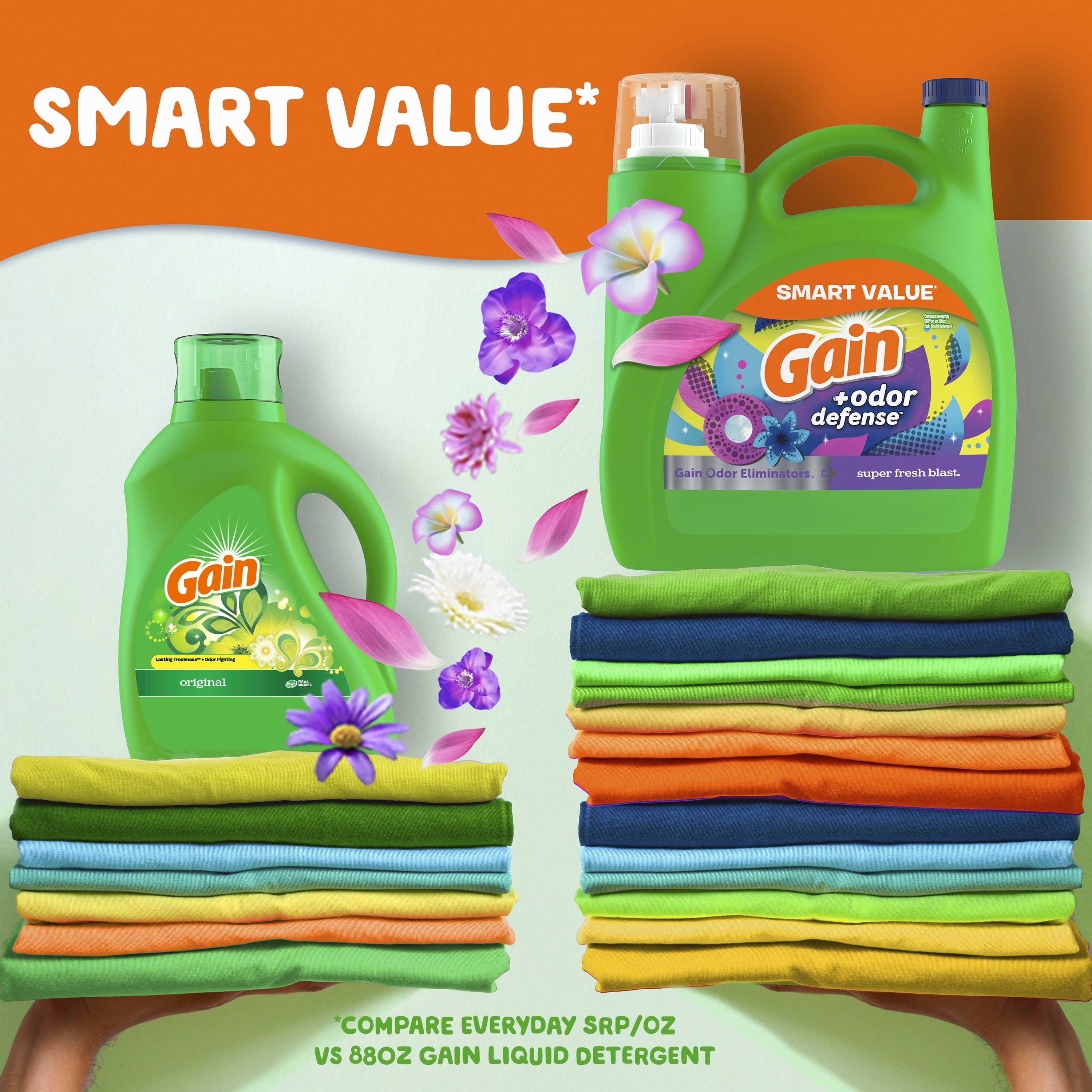 Gain Liquid Laundry Detergent Odor Defense, Super Fresh Blast Scent, 194 fl oz, 134 Loads