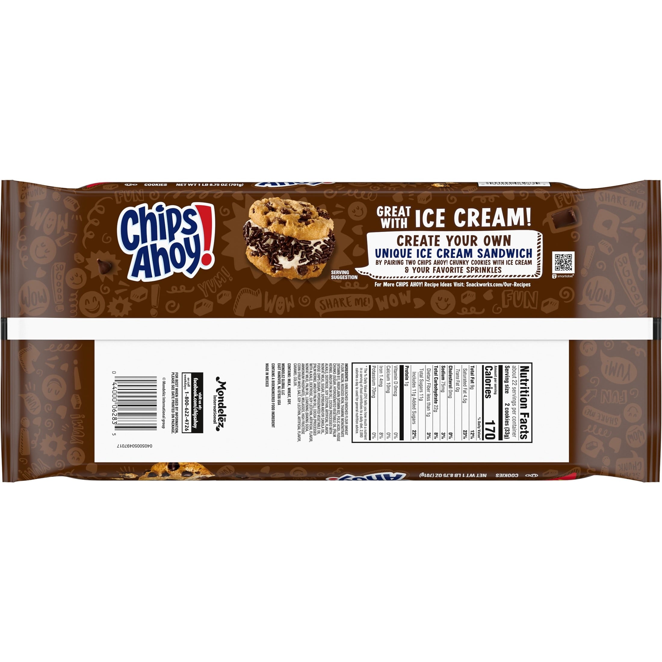 CHIPS AHOY! Chunky Fudgy Chocolate Chip Cookies, Party Size, 24.75 oz