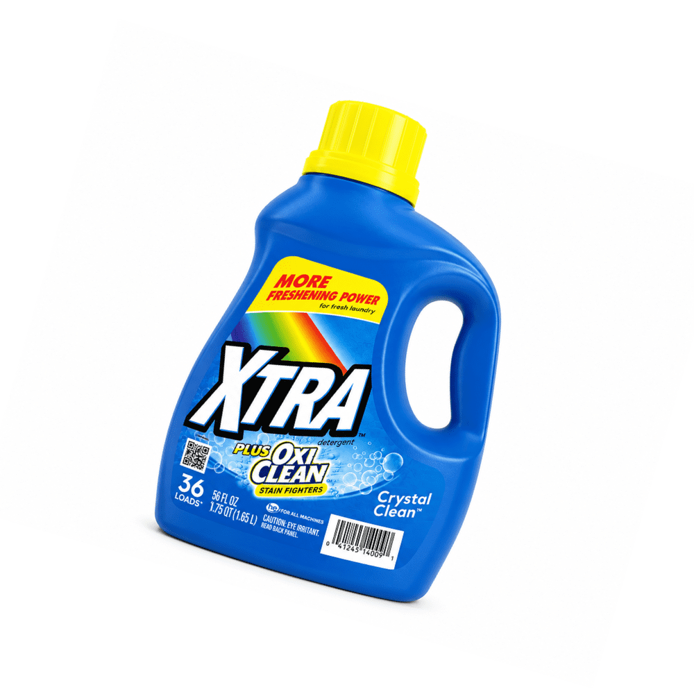 XTRA Plus Oxi Clean Liquid Laundry Detergent with Oxi Clean, Crystal Clean Scent, 56 fl oz, 36 Loads