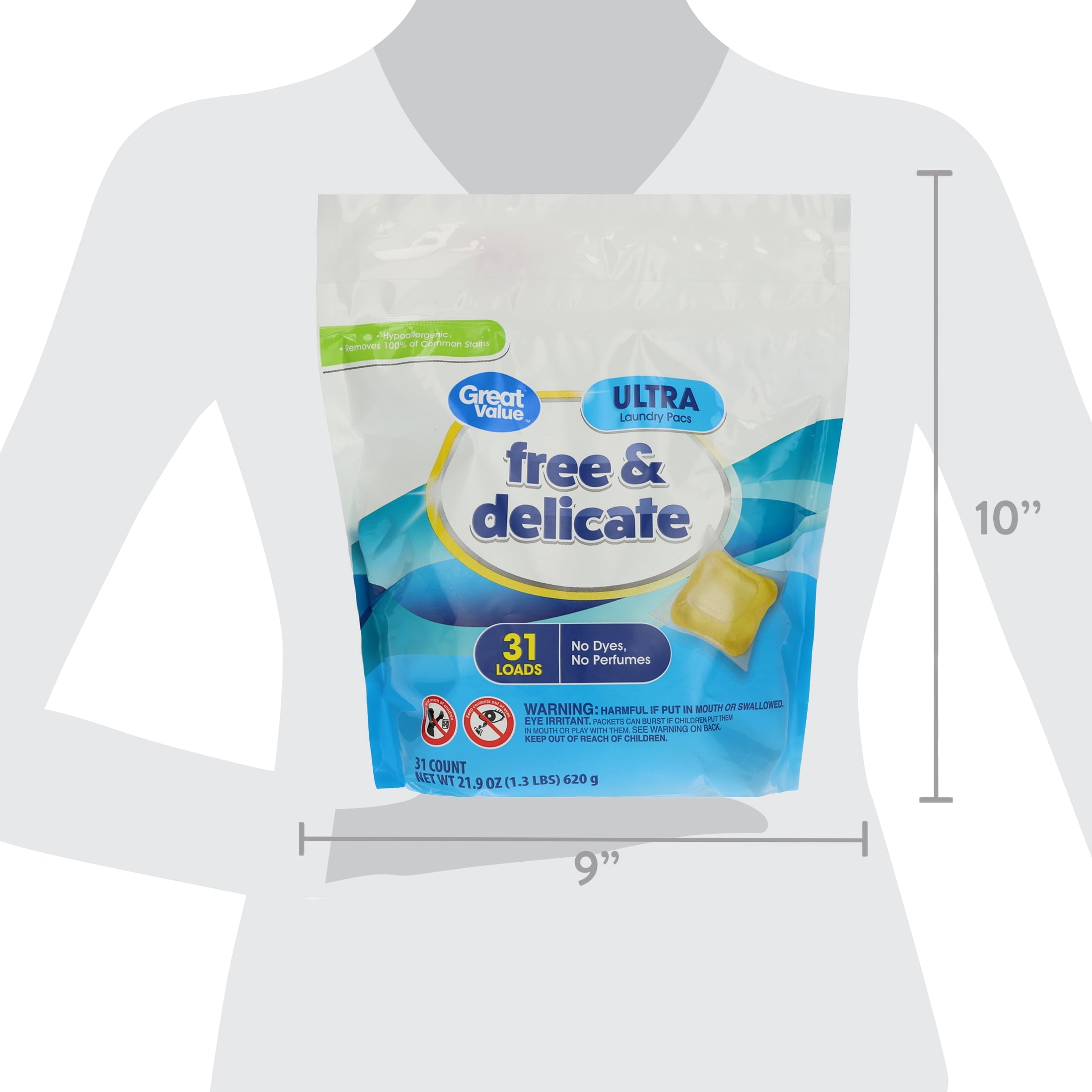 Great Value Free & Delicate Ultra Laundry Detergent Pods, Unscented, 102 Count