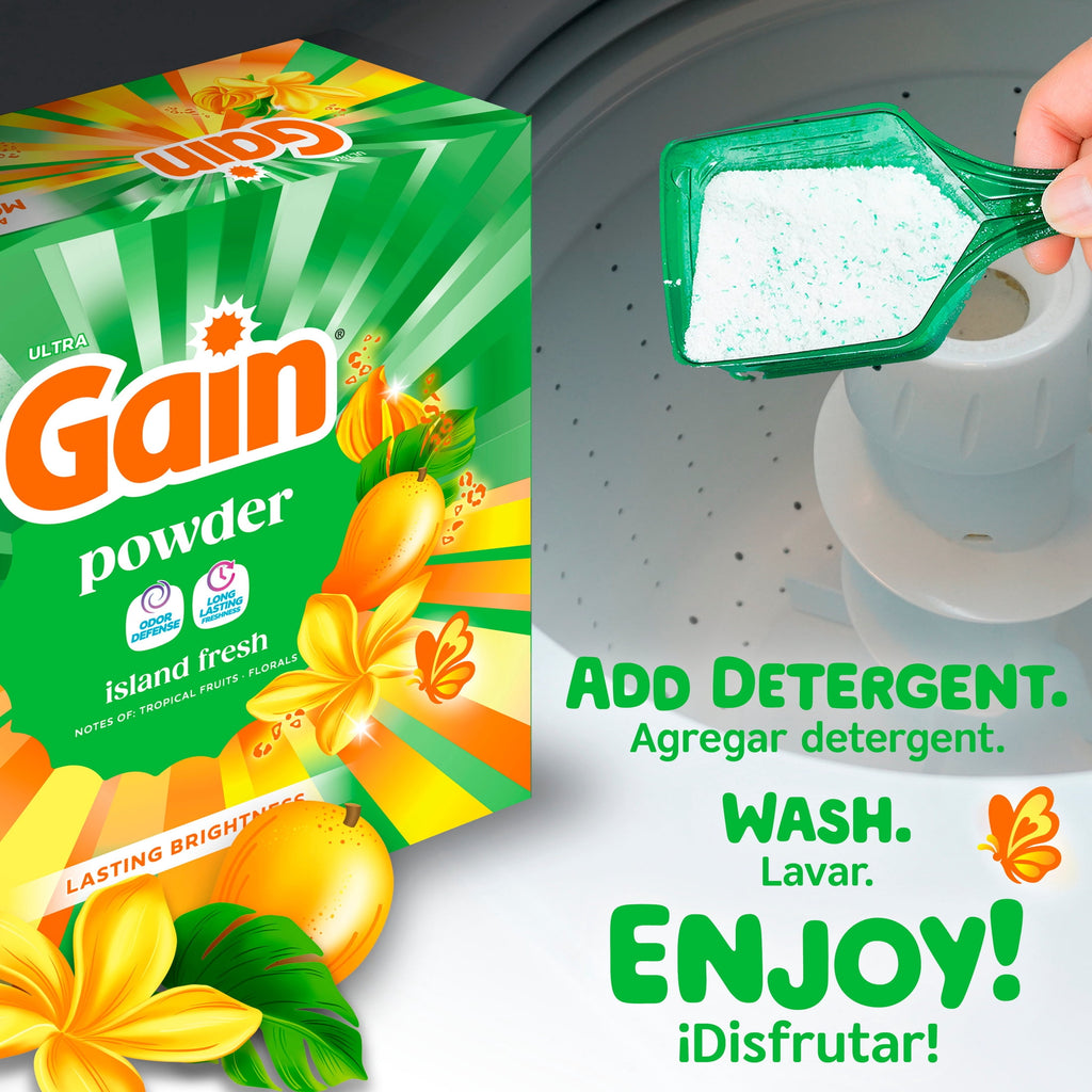 Gain Powder Laundry Detergent, Island Fresh Scent, 123 oz, 133 Loads