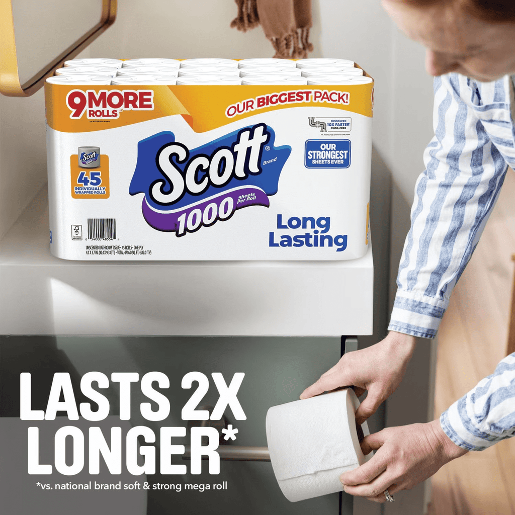 Scott 1000 1-Ply Toilet Paper 45 rolls