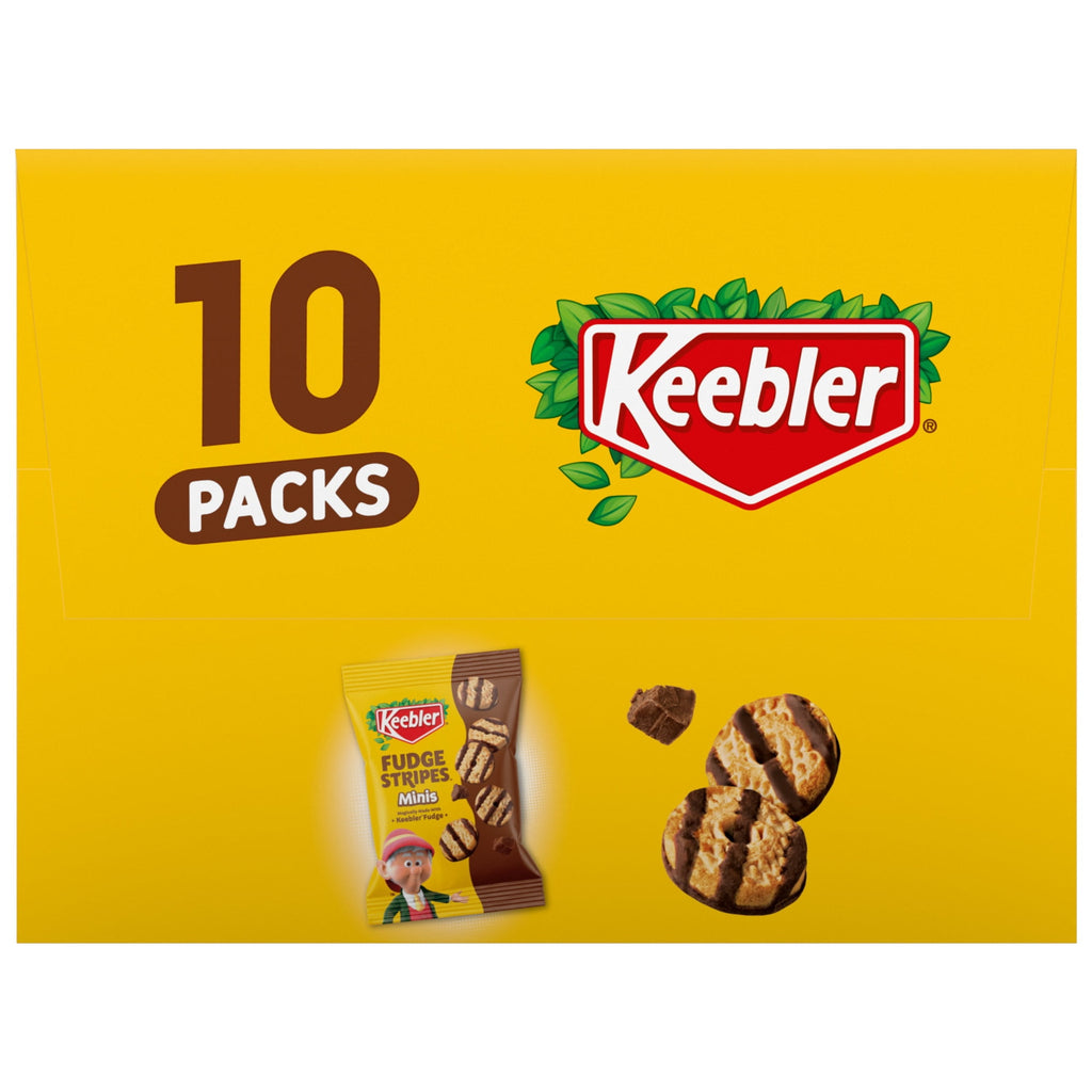 Keebler Fudge Stripes Minis, Original Shortbread Cookies Coated in Keebler Fudge, 10 oz, 10 Count