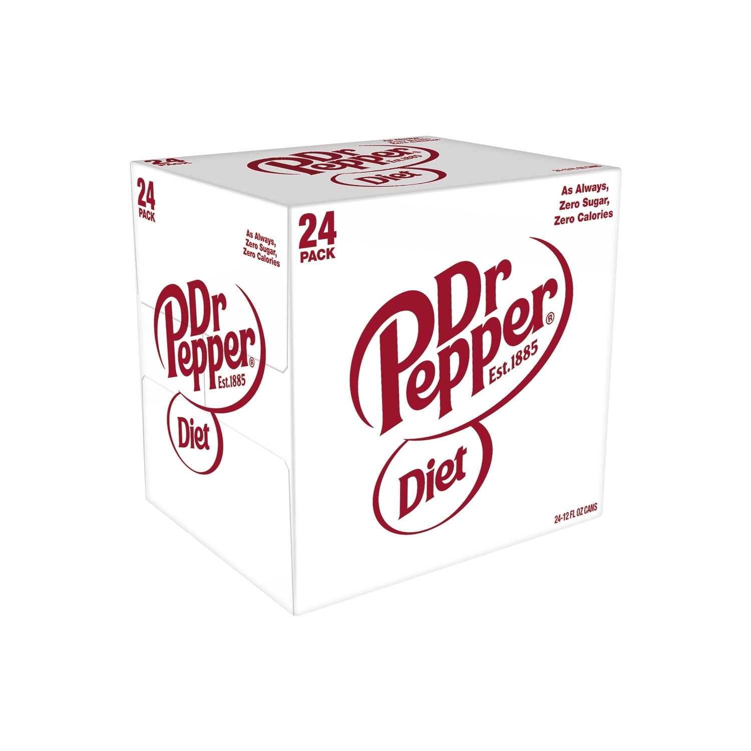 Diet Dr Pepper Soda Pop, 12 fl oz, 24 Pack Cans