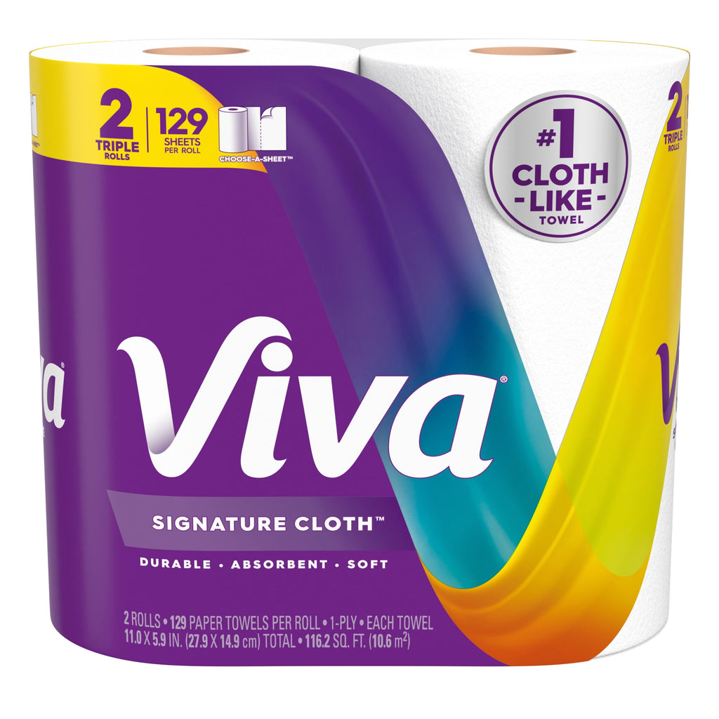 Viva Signature Cloth Paper Towels, 2 Triple Rolls, 129 Sheets per Roll