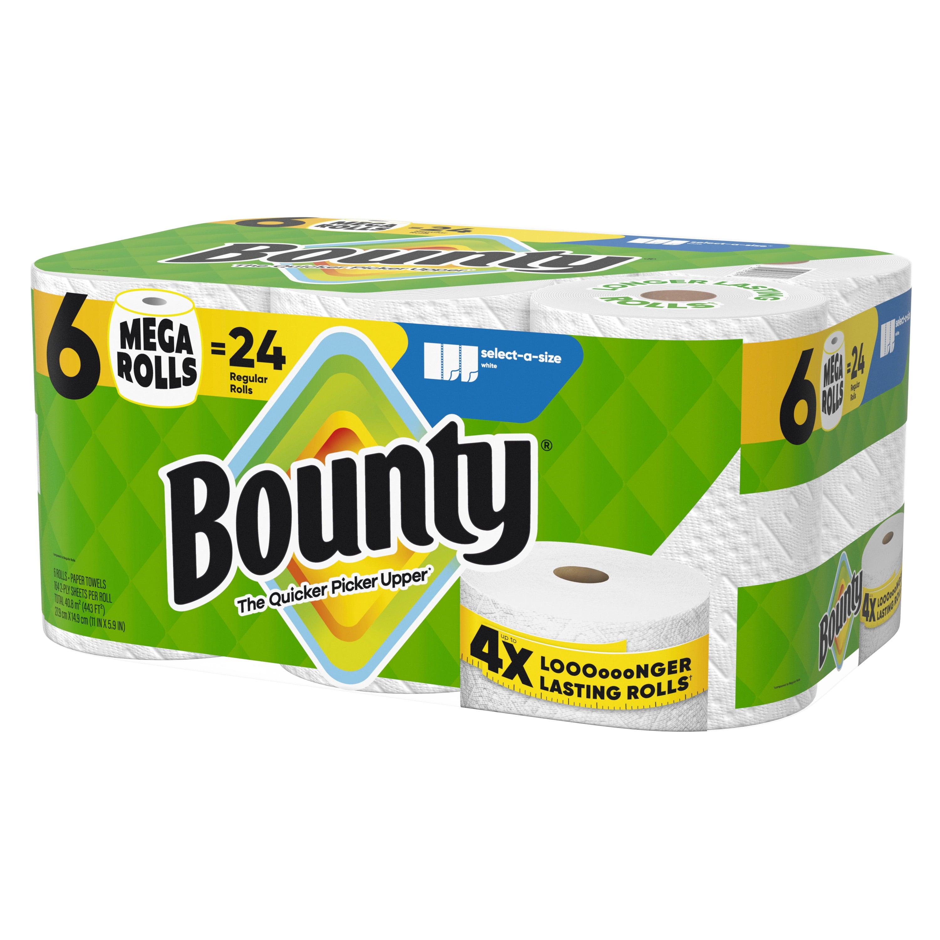 Bounty Paper Towels Select-A-Size White, 1 Mega Roll, 164 Sheets per Roll