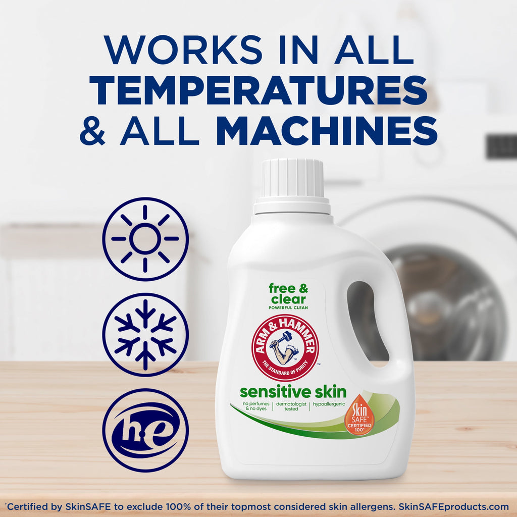 ARM & HAMMER Sensitive Skin Free & Clear Liquid Laundry Detergent Soap, 105 fl oz, 105 Loads