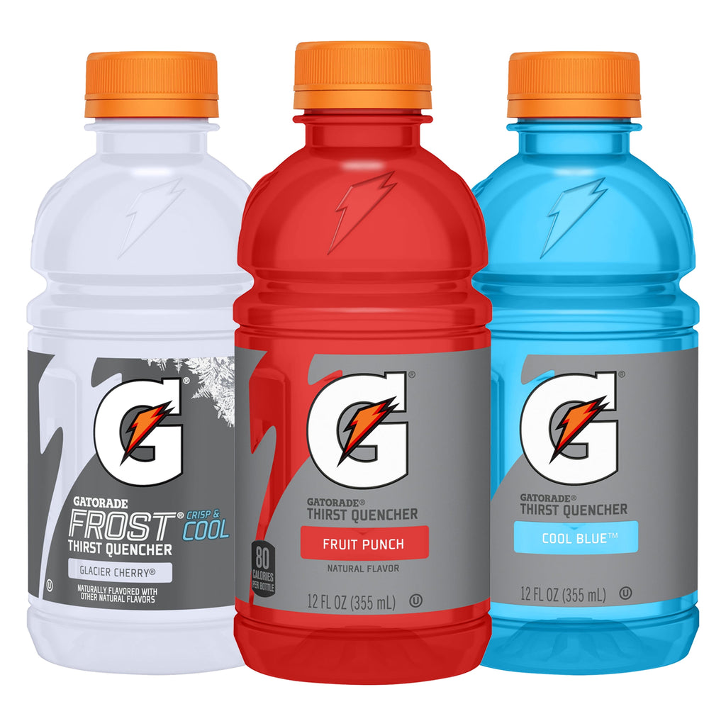 Gatorade Sports Drinks, Lemon Lime/Orange/Fruit Punch Variety Pack, 12 fl oz, 18 Count Bottles