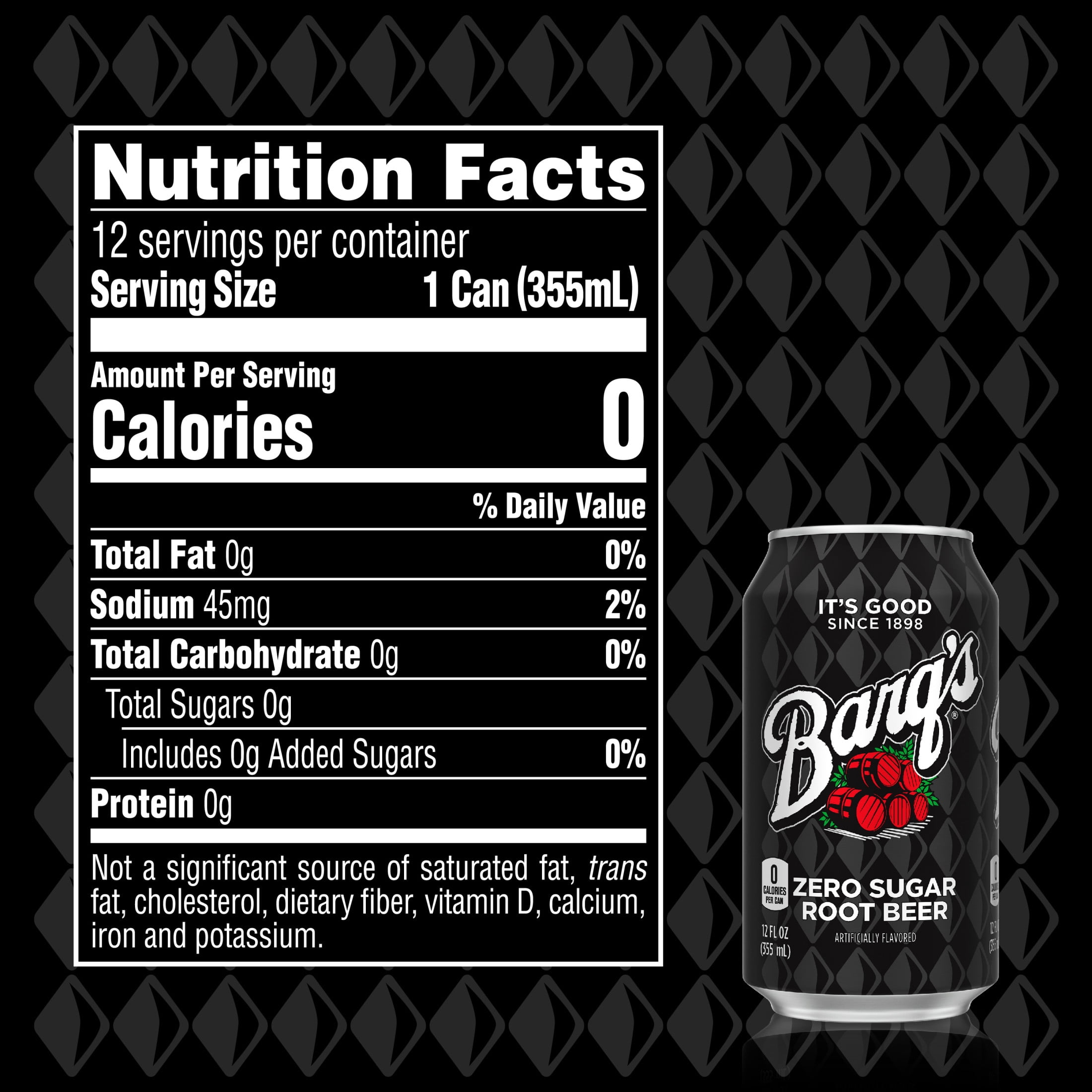 Barq's Zero Sugar Root Beer Soda Pop Fridge Pack Cans, 12 fl oz, 12 Pack
