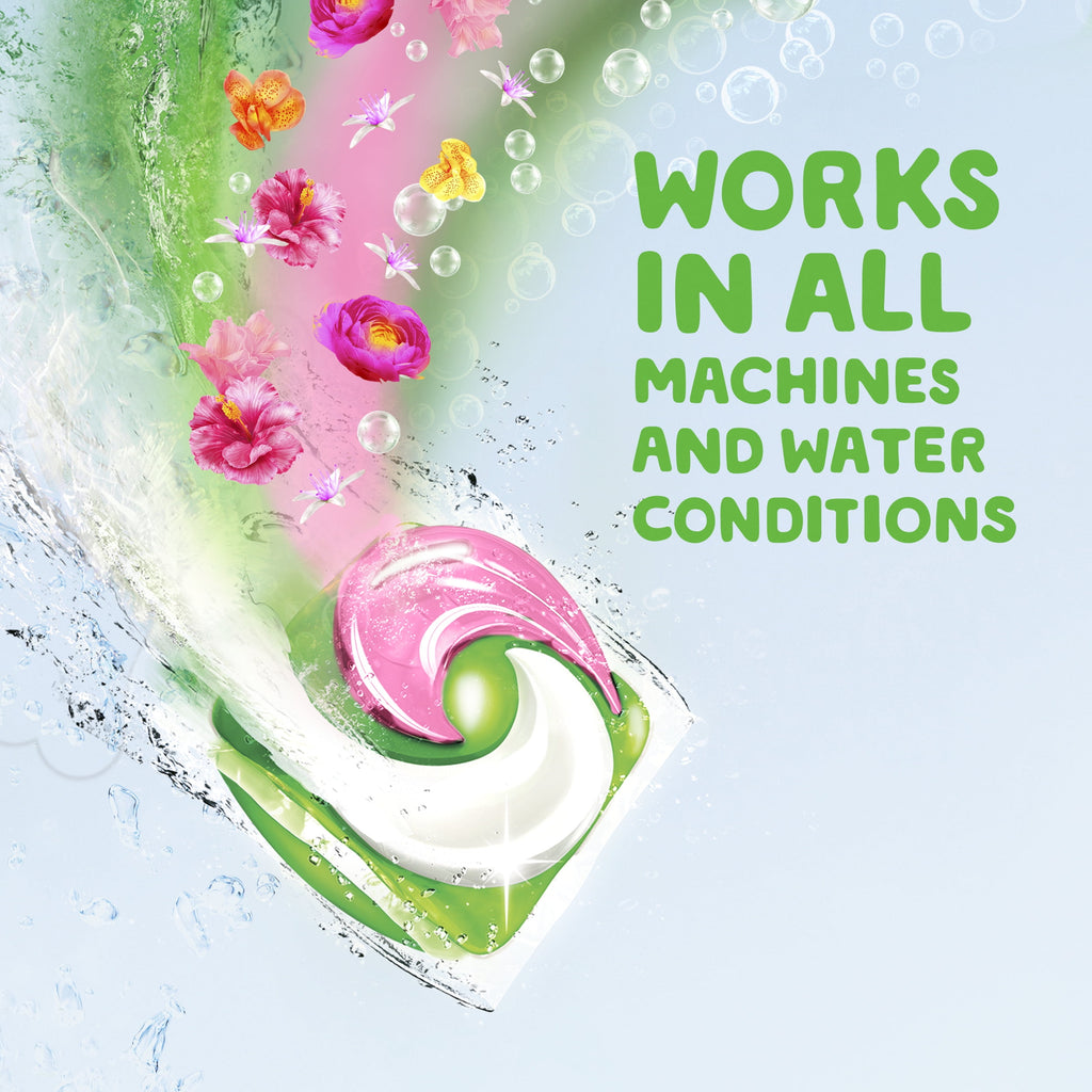 Gain Plus Flings Laundry Detergent Soap Pacs, All-In-One, Happy Hibiscus Scent, 32 Count