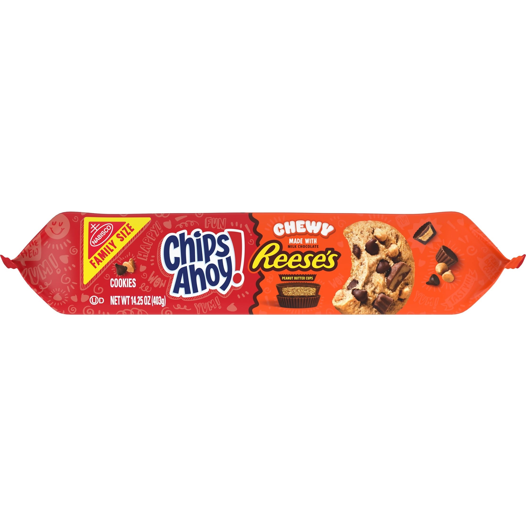 CHIPS AHOY! Chewy Chocolate Chip Cookies with Reese's Peanut Butter Cups, Family Size, 14.25 oz