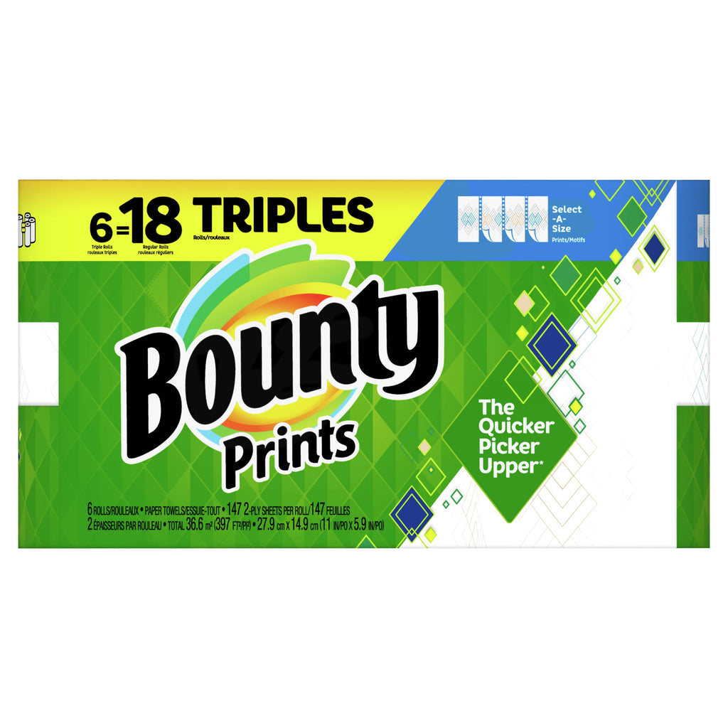 Bounty Select-A-Size Paper Towels, Print, 6 Triple Rolls