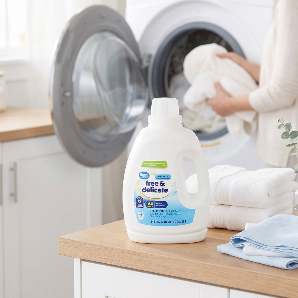 Great Value Free & Delicate Liquid Laundry Detergent, Unscented, 84 fl oz, 64 Loads