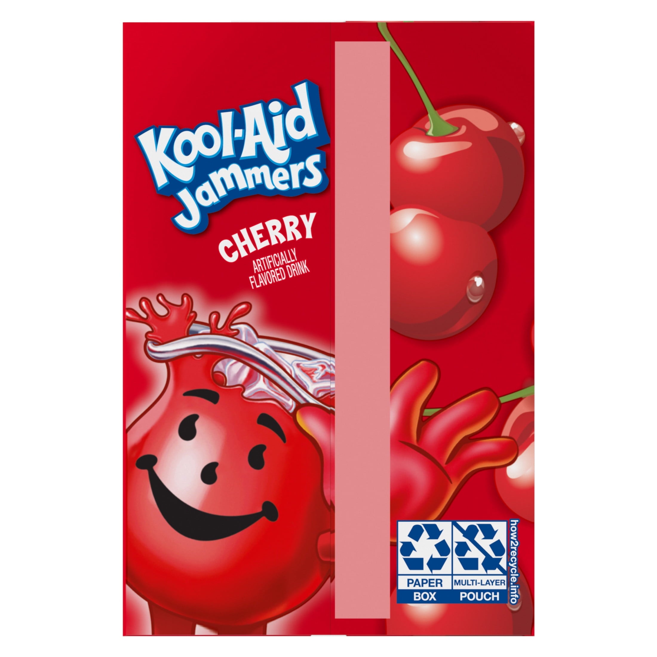 Kool-Aid Jammers Artificially Flavored Drink, 10 Pouches, for School Lunches and On-the-Go Hydration, Cherry Flavor, Excellent Source of Vitamin C, 6 fl oz