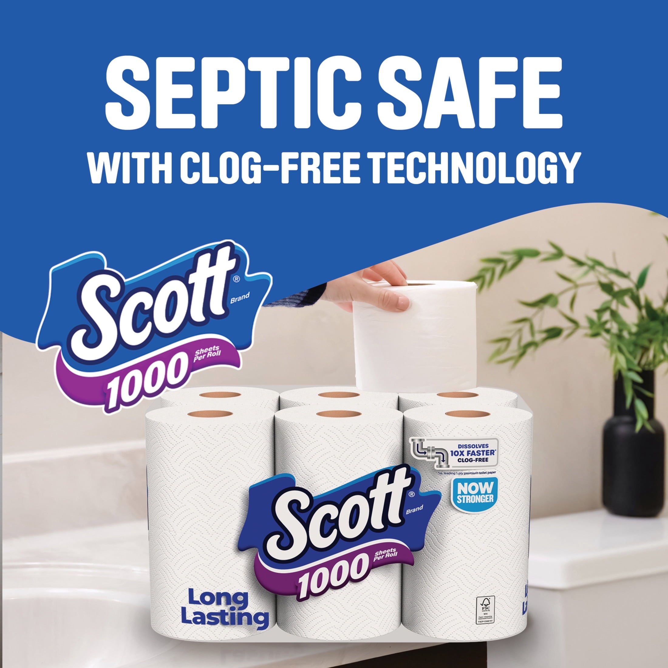 Scott 1000 Toilet Paper, 12 Rolls, 1,000 Sheets per Roll