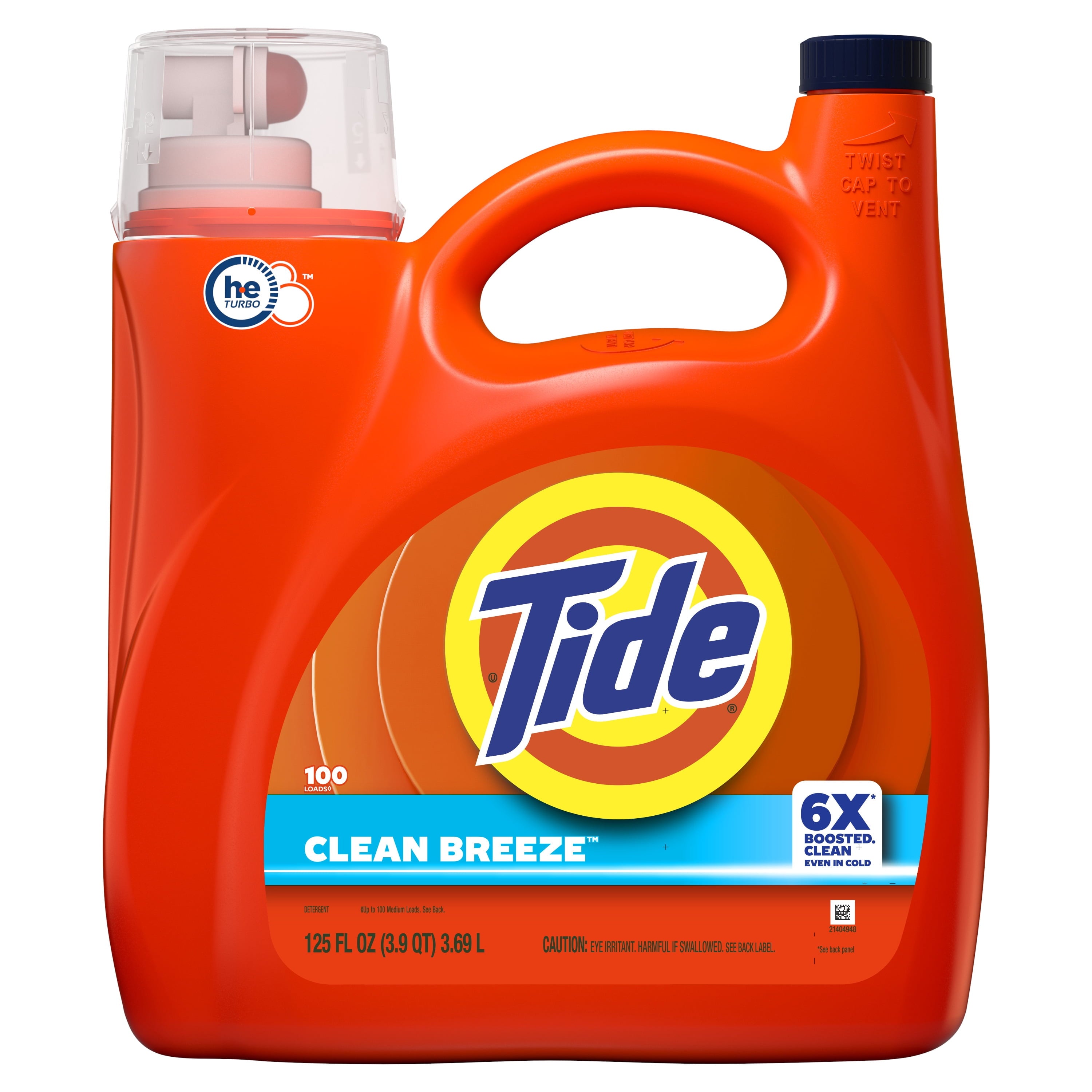 Tide Laundry Detergent Liquid, Clean Breeze Scent, 64 Loads, 80 fl oz, Works on 100% of Common Stains