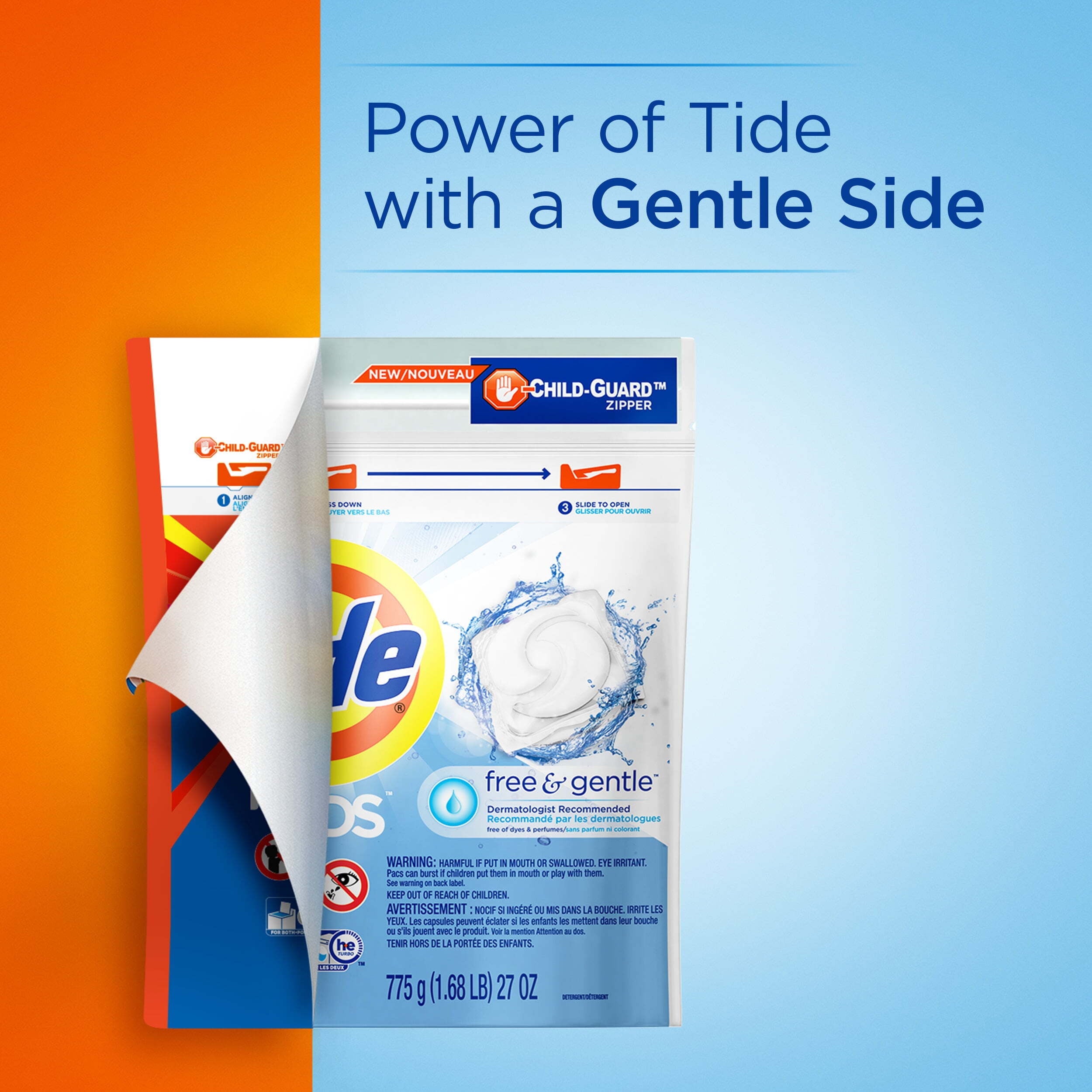 Tide Pods Laundry Detergent Soap Packs, Free and Gentle, 42 Count