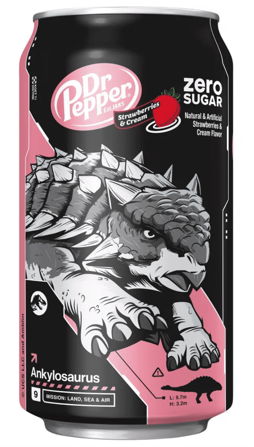 Dr Pepper Zero Sugar Strawberries and Cream Soda Pop, 12 fl oz, 12 Pack Cans