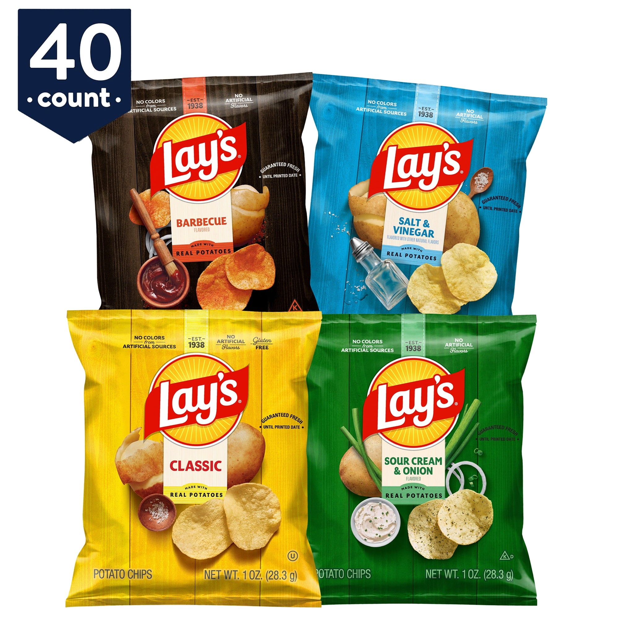 Lay's Potato Chip Variety Pack Snack Chips, 40 Count Multipack