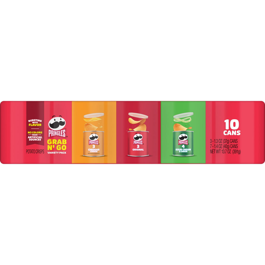 Pringles Potato Crisps Chips, Lunch Snacks, Variety Pack, 13.7oz Pack (10 Cans)