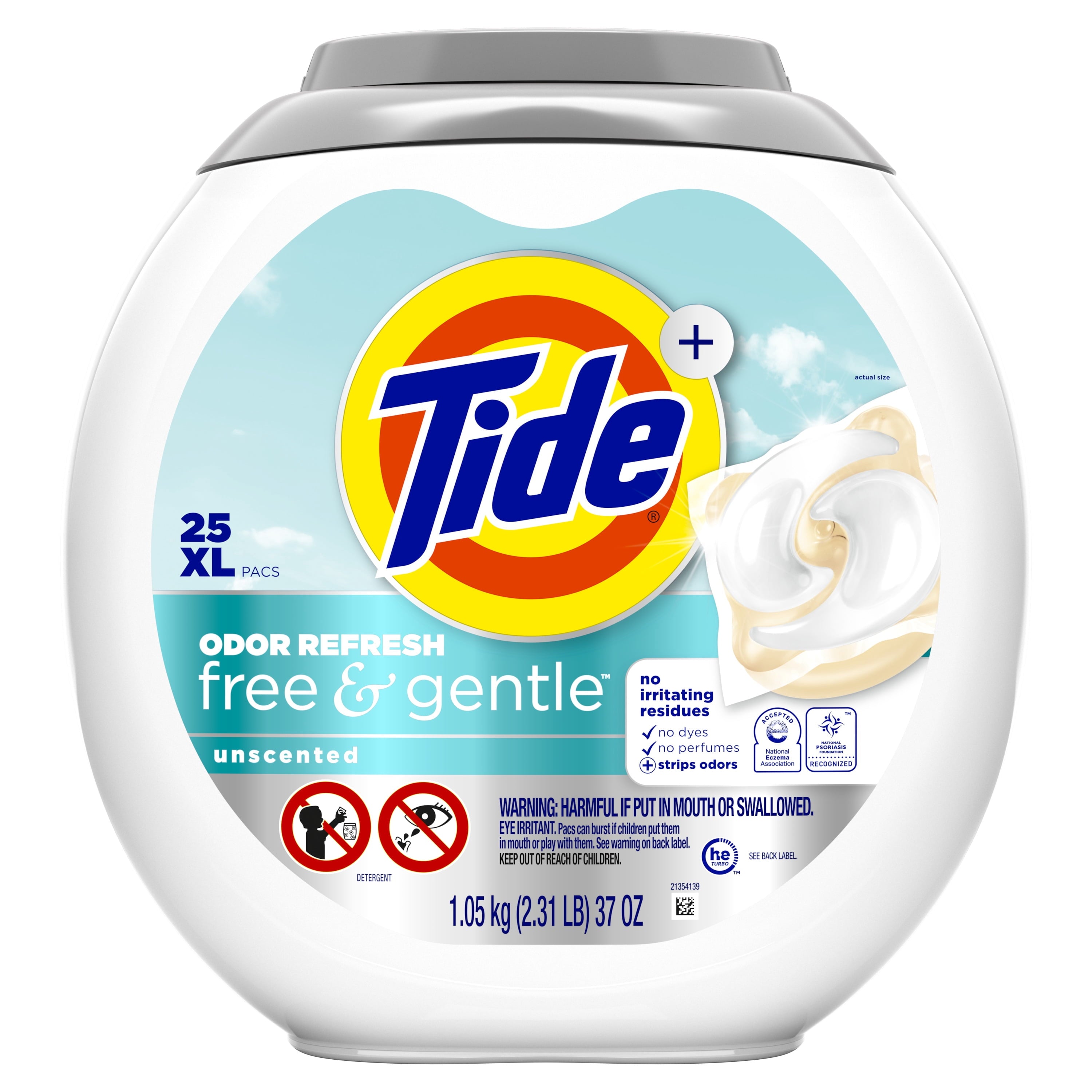 Tide Power PODS Free and Gentle Odor Refresh Laundry Detergent Packs, 25 Count