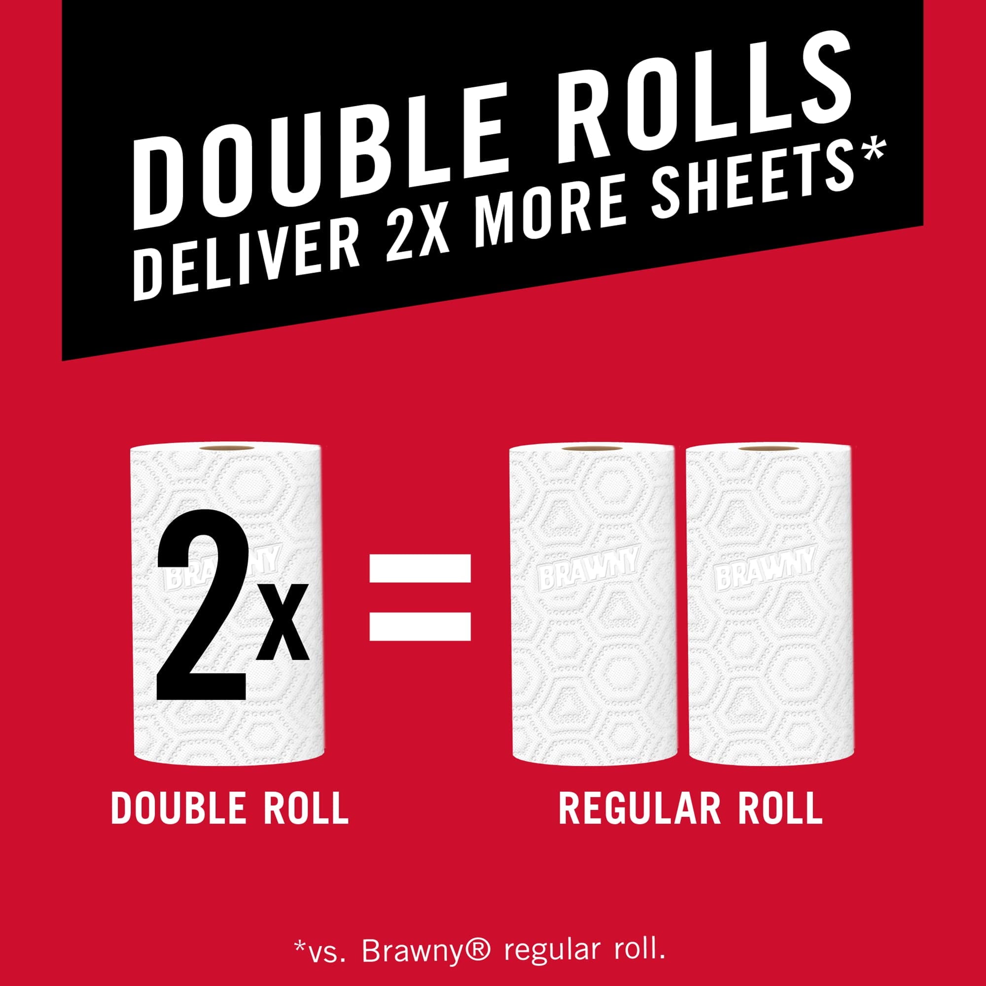 Brawny Tear-a-Square Paper Towels White 3 Sheet Sizes 6 Double Rolls (Pack of 2)