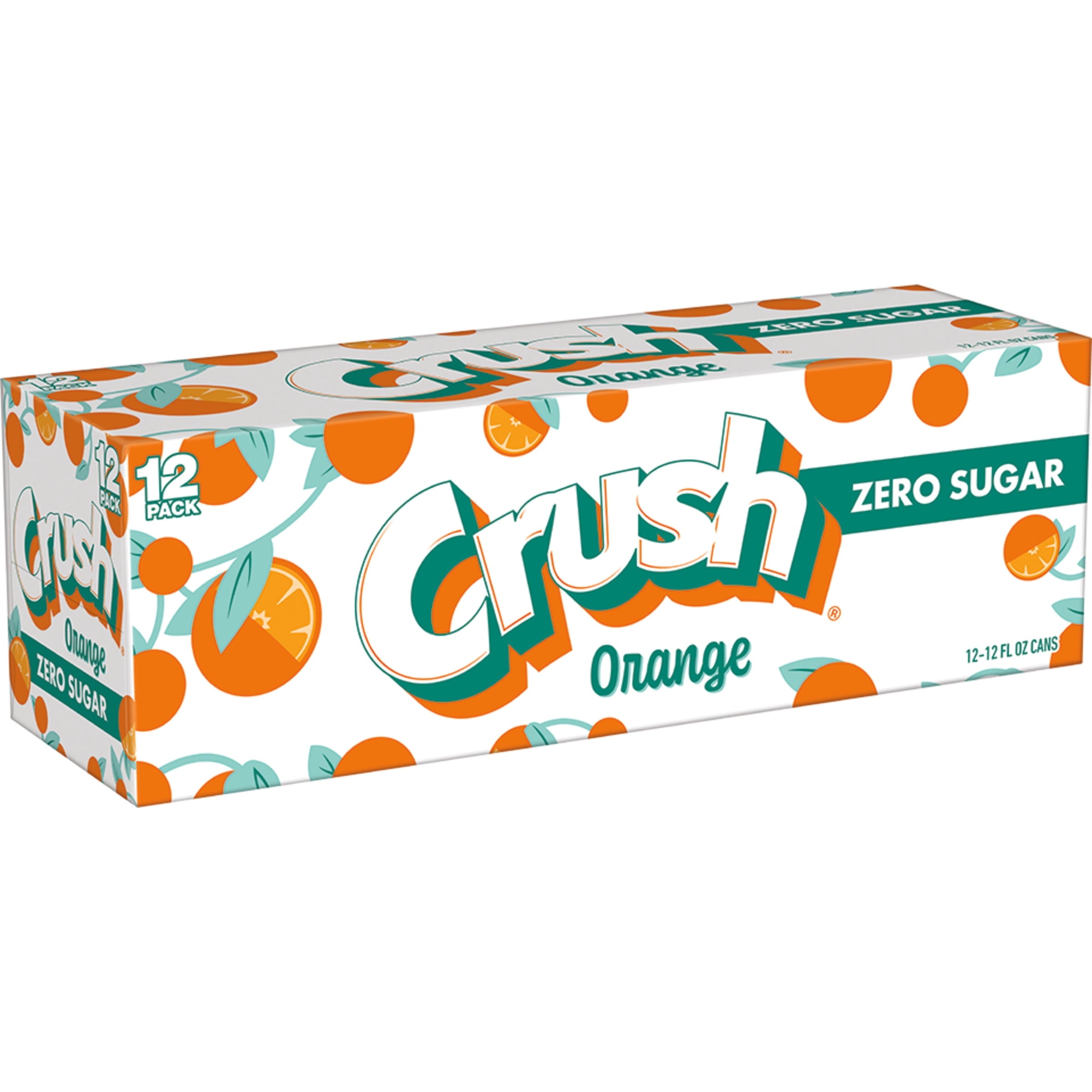 Crush Caffeine Free Zero Sugar Orange Soda Pop, 12 fl oz, 12 Pack Cans