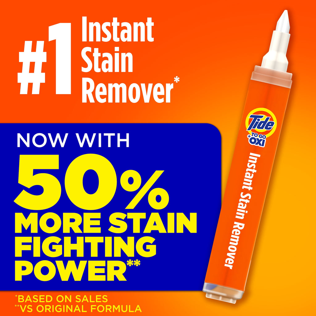 Tide To Go Instant Laundry Stain Remover Pen and Spot Cleaner, Travel Size Stain Sticks, Fresh, 1.01 fl oz, 3 Count