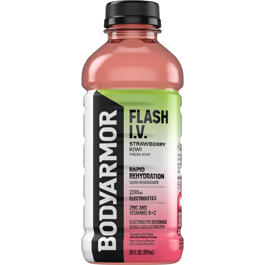 BODYARMOR Flash I.V. Strawberry Kiwi Electrolyte Sports Drink Bottle, 20 fl oz