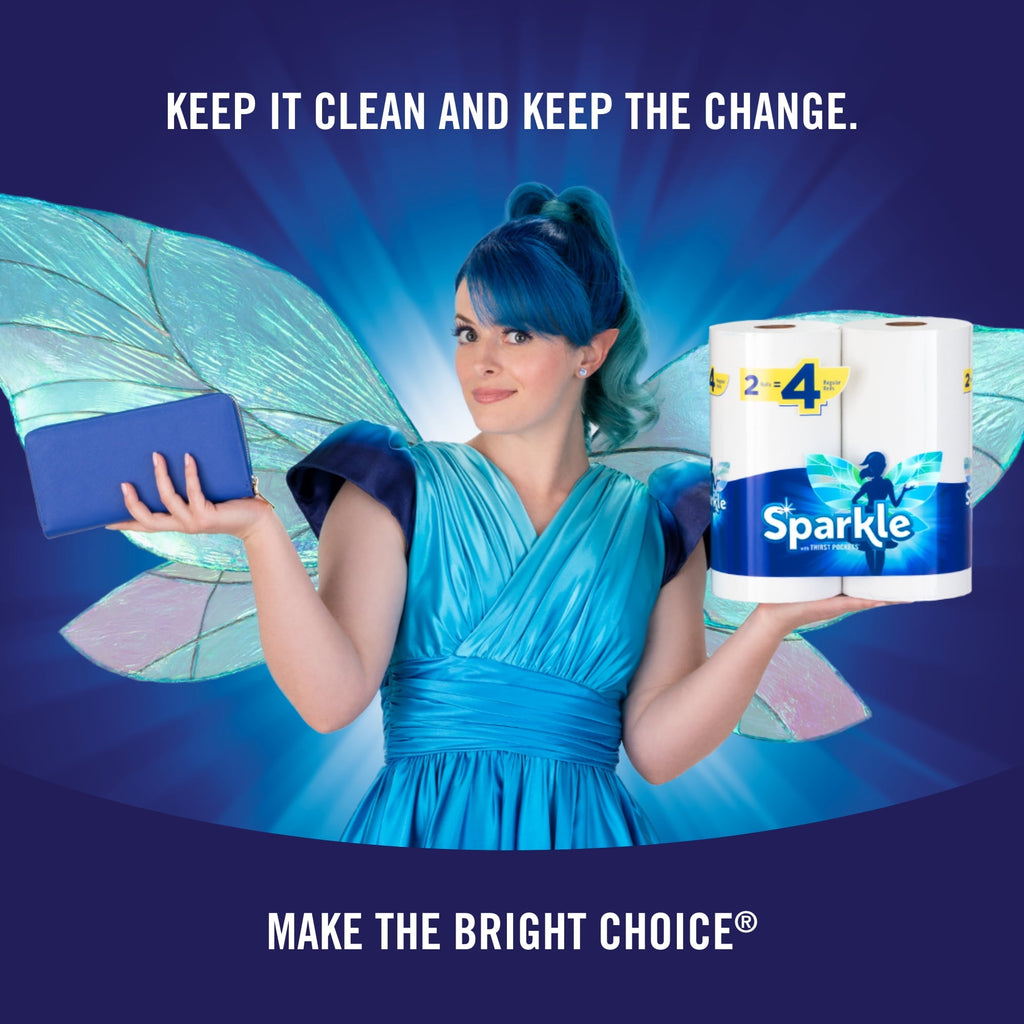 Sparkle Tear-A-Square Paper Towels, 6 Double Rolls, 110 Sheets per Roll