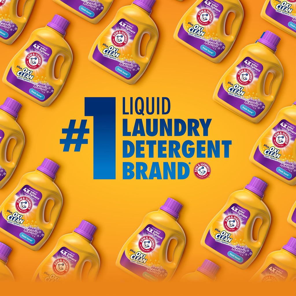 ARM & HAMMER Plus OxiClean with Odor Blasters Liquid Laundry Detergent, Fresh Burst, 200.2 Fl Oz