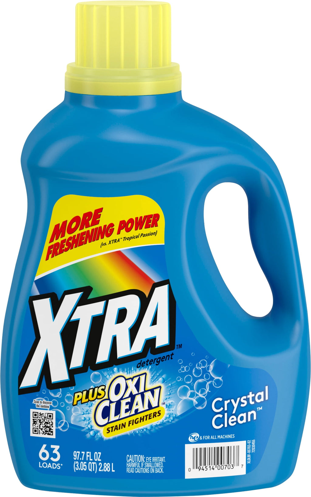 XTRA Plus OxiClean Crystal Clean, 63 Loads Liquid Laundry Detergent, 97.7 Fl oz