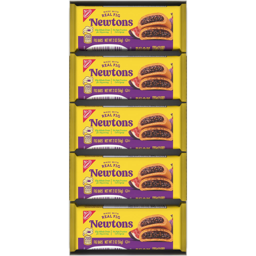 NEWTONS Soft Baked Real Fruit Fig Bars, Fig Cookies, 10 Snack Packs (2 Cookies Per Pack)
