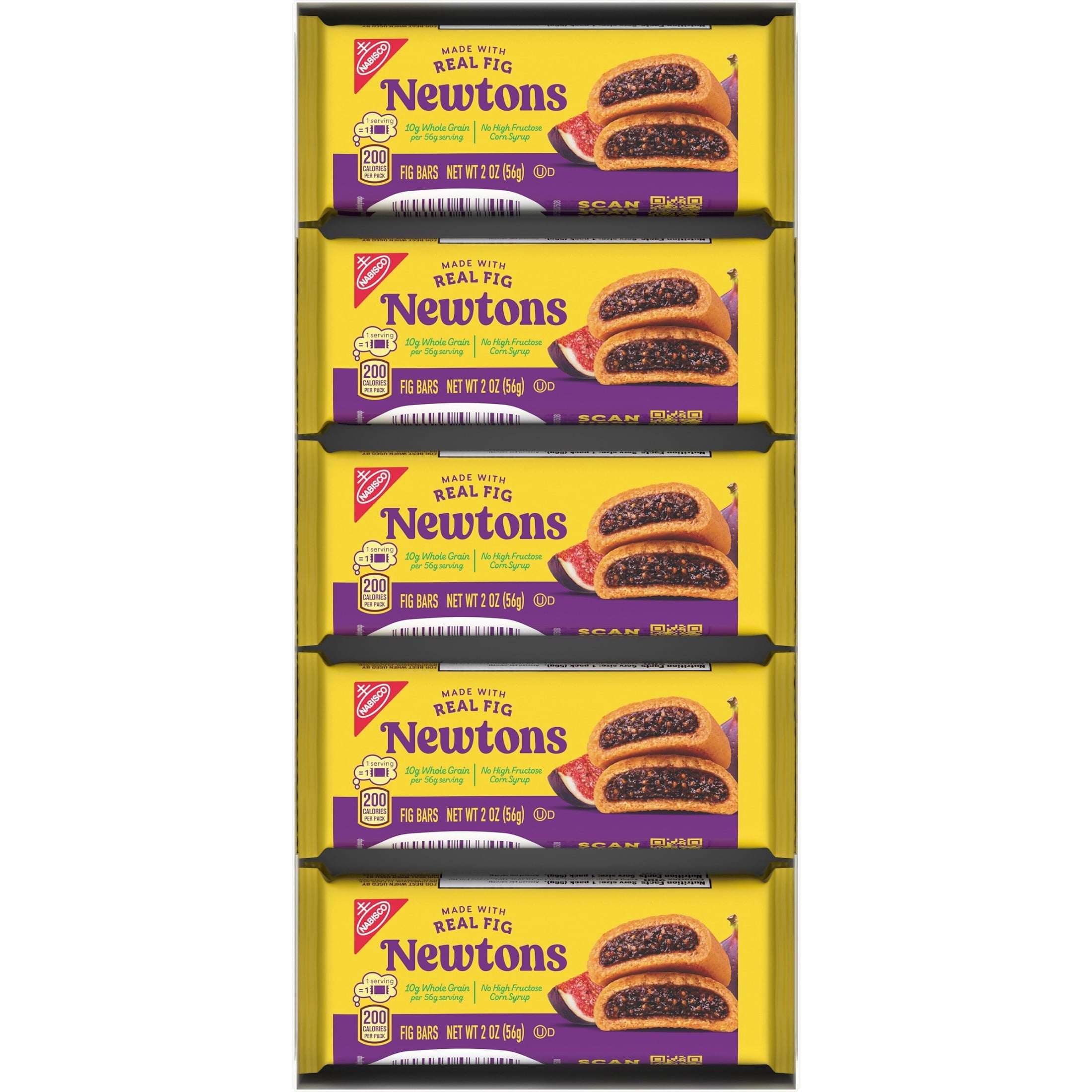 NEWTONS Soft Baked Real Fruit Fig Bars, Fig Cookies, 10 Snack Packs (2 Cookies Per Pack)