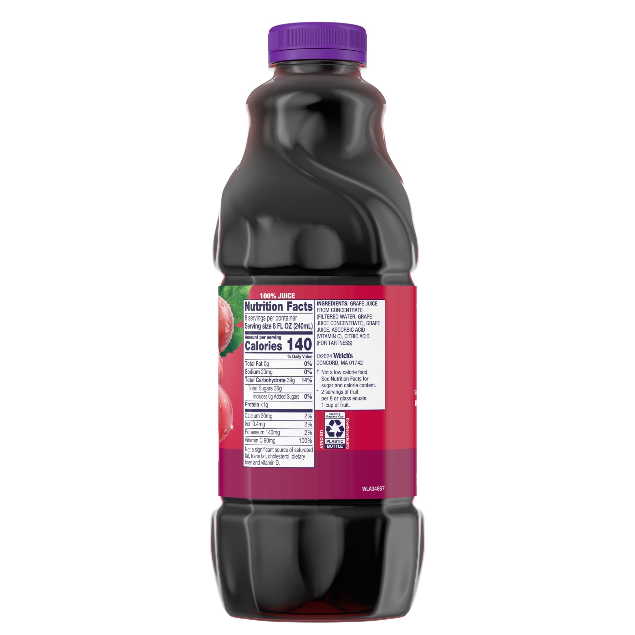 Welch's 100% Juice, Red Grape, 64 fl oz Bottle