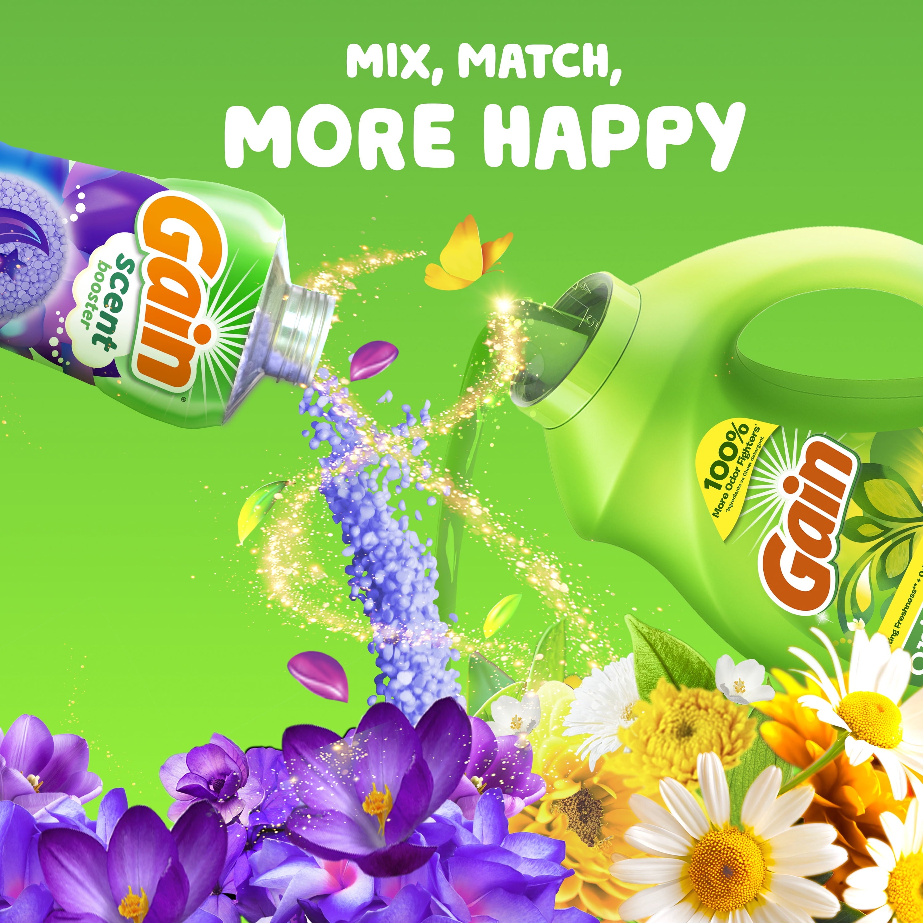 Gain Laundry Detergent Liquid with Odor Fighters, Original Scent, 88 fl oz, 61 Loads