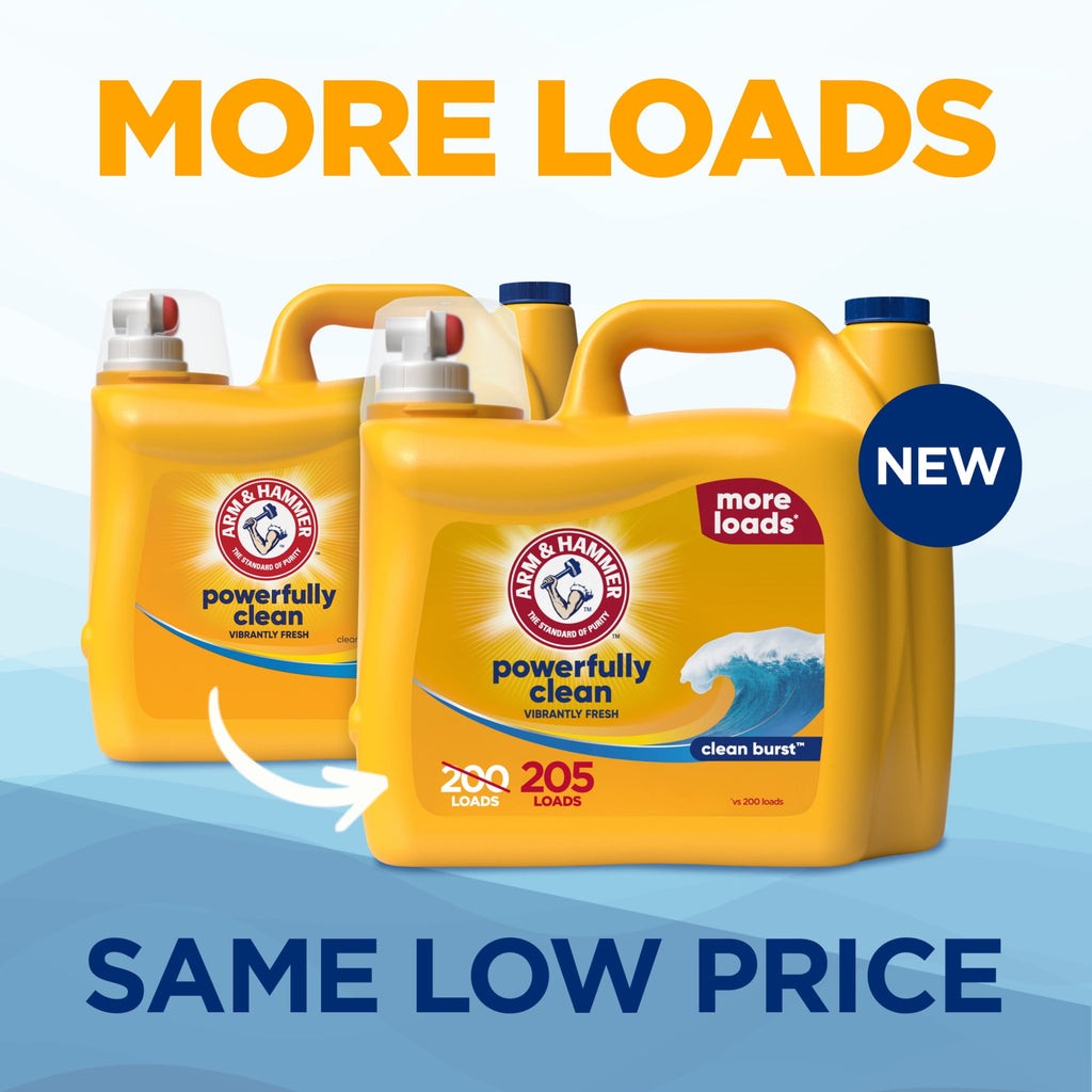 ARM & HAMMER Laundry Detergent Liquid, Clean Burst, 5 Extra Loads, 205 fl oz, 205 Loads
