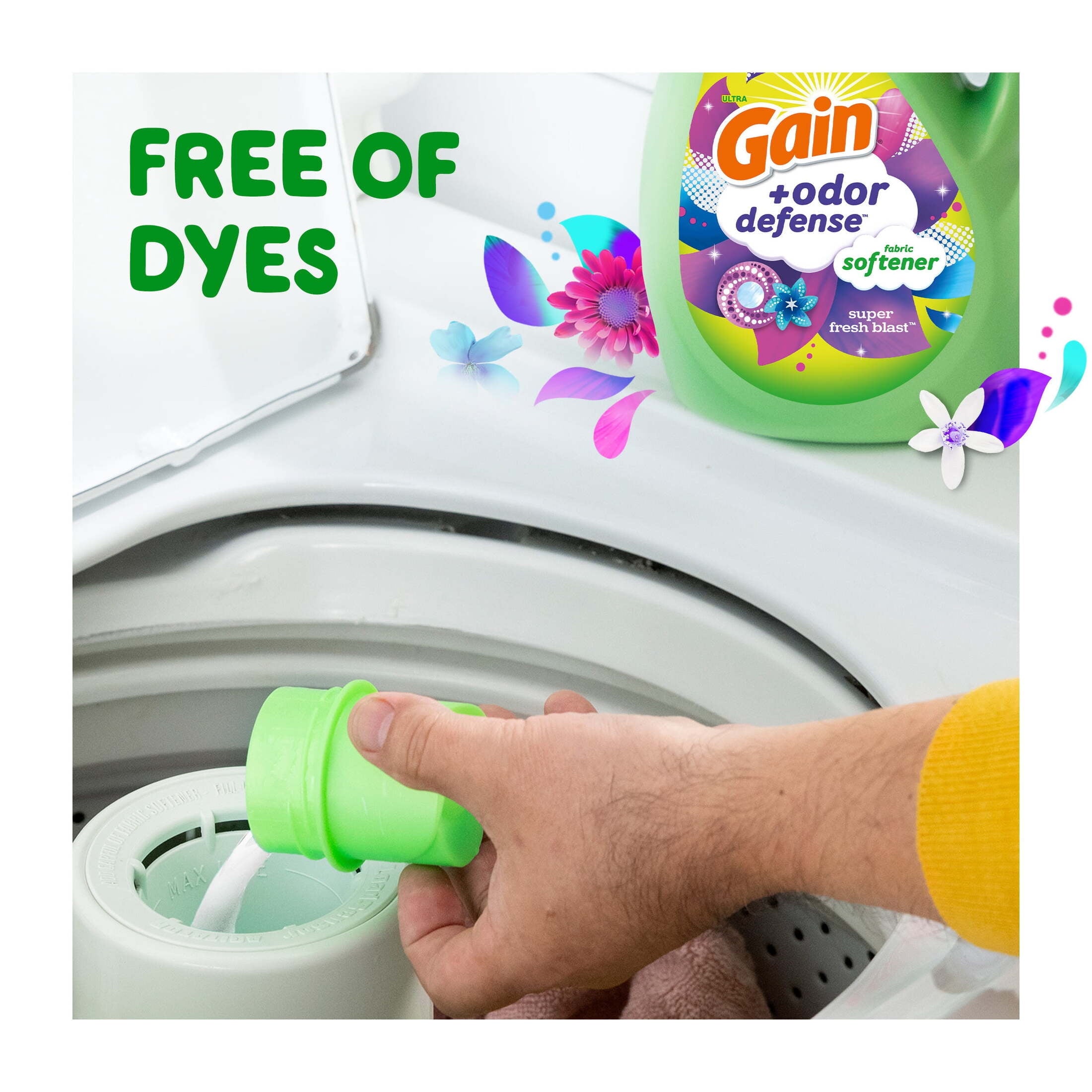 Gain Odor Defense Liquid Fabric Softener and Conditioner, Super Fresh Blast, 100 fl oz, 136 Loads