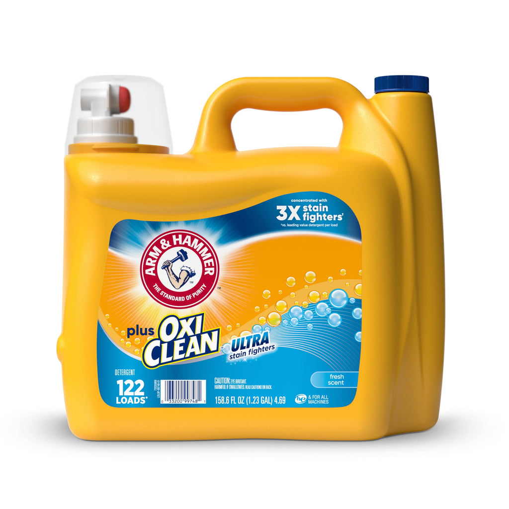 ARM & HAMMER Plus OxiClean Ultra Stain Fighters Liquid Laundry Detergent, Fresh Scent 158.6 Fl Oz