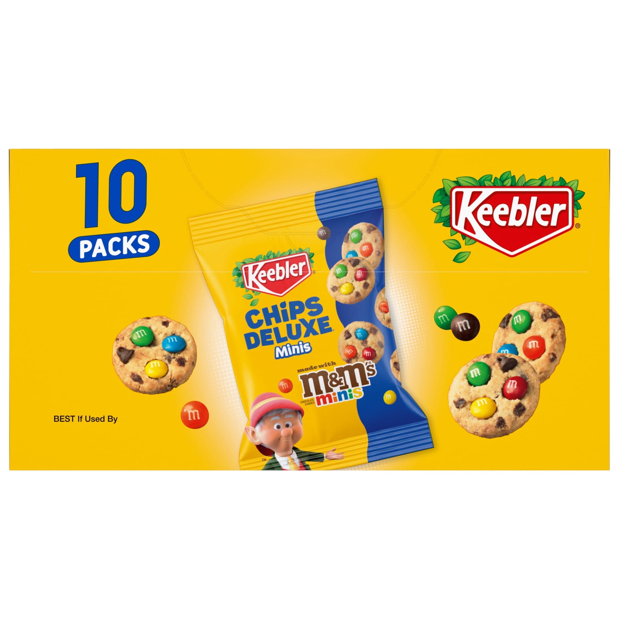 Keebler Chips Deluxe Minis Made with M&M’s, Chocolate Chip Cookies, 1 oz Pouches, 10 Count