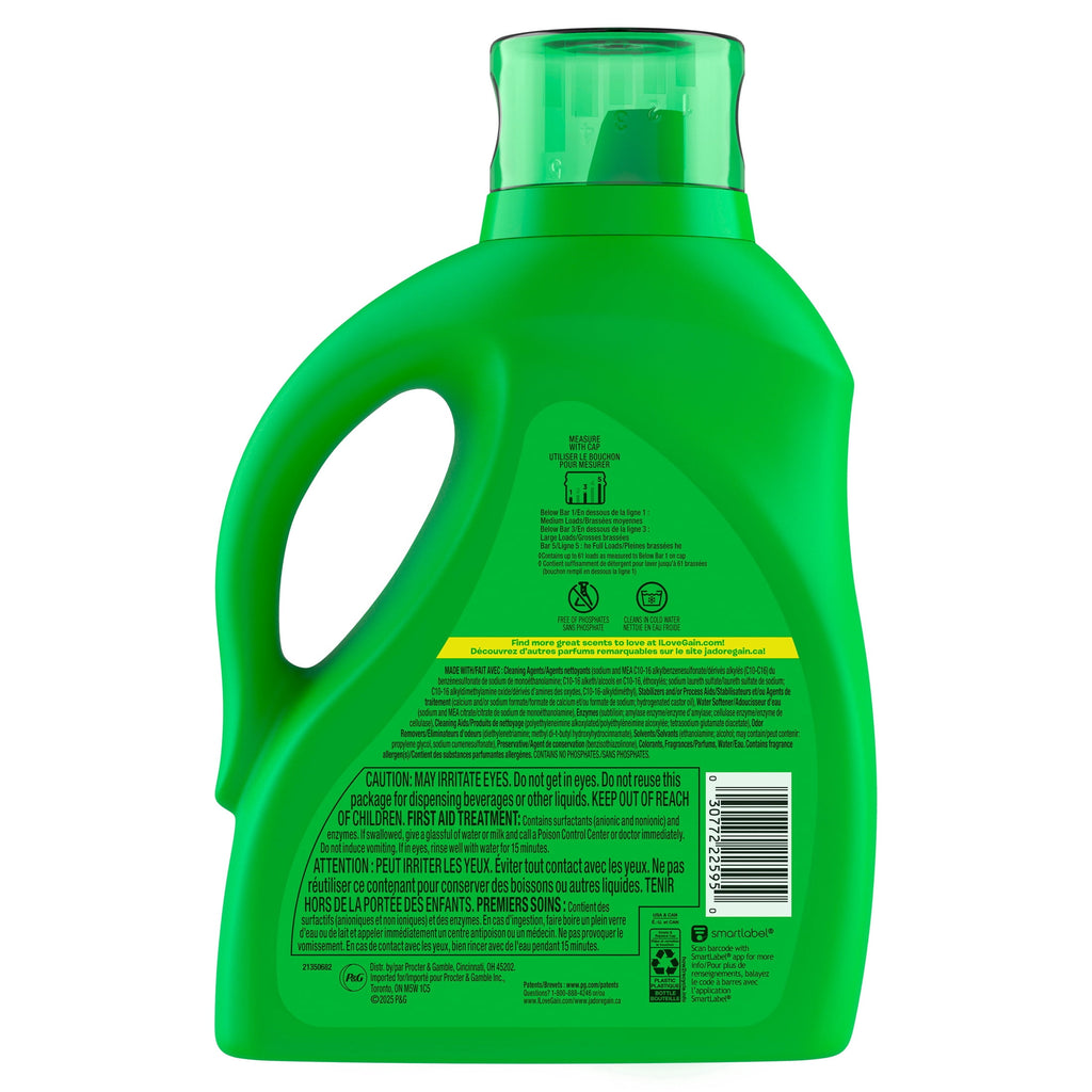 Gain Laundry Detergent Liquid, Now with Odor Defense, Island Fresh Scent, 81 fl oz, 61 Loads