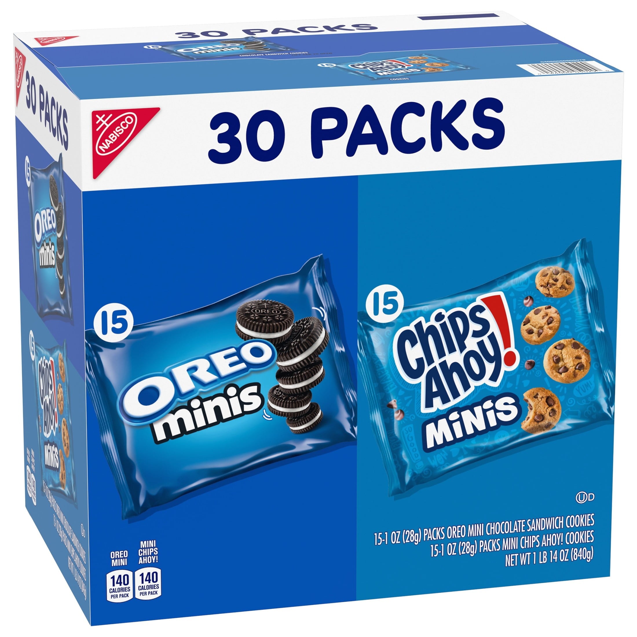 Nabisco Crowd Favorites Cookies Variety Pack, OREO Minis & CHIPS AHOY! Minis, 30 Snack Packs
