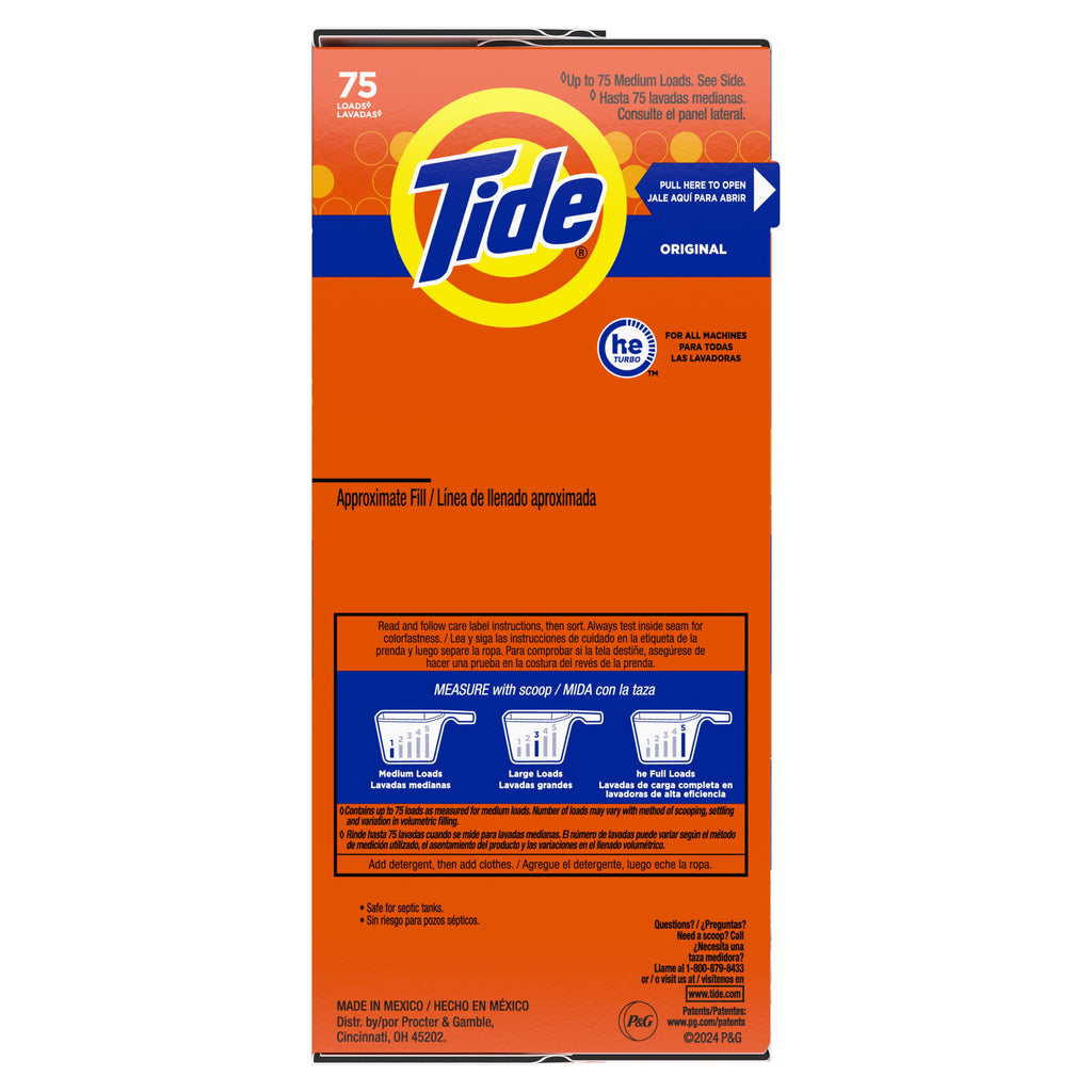 Tide Powder Laundry Detergent, Original Scent, 50 oz, 44 Loads