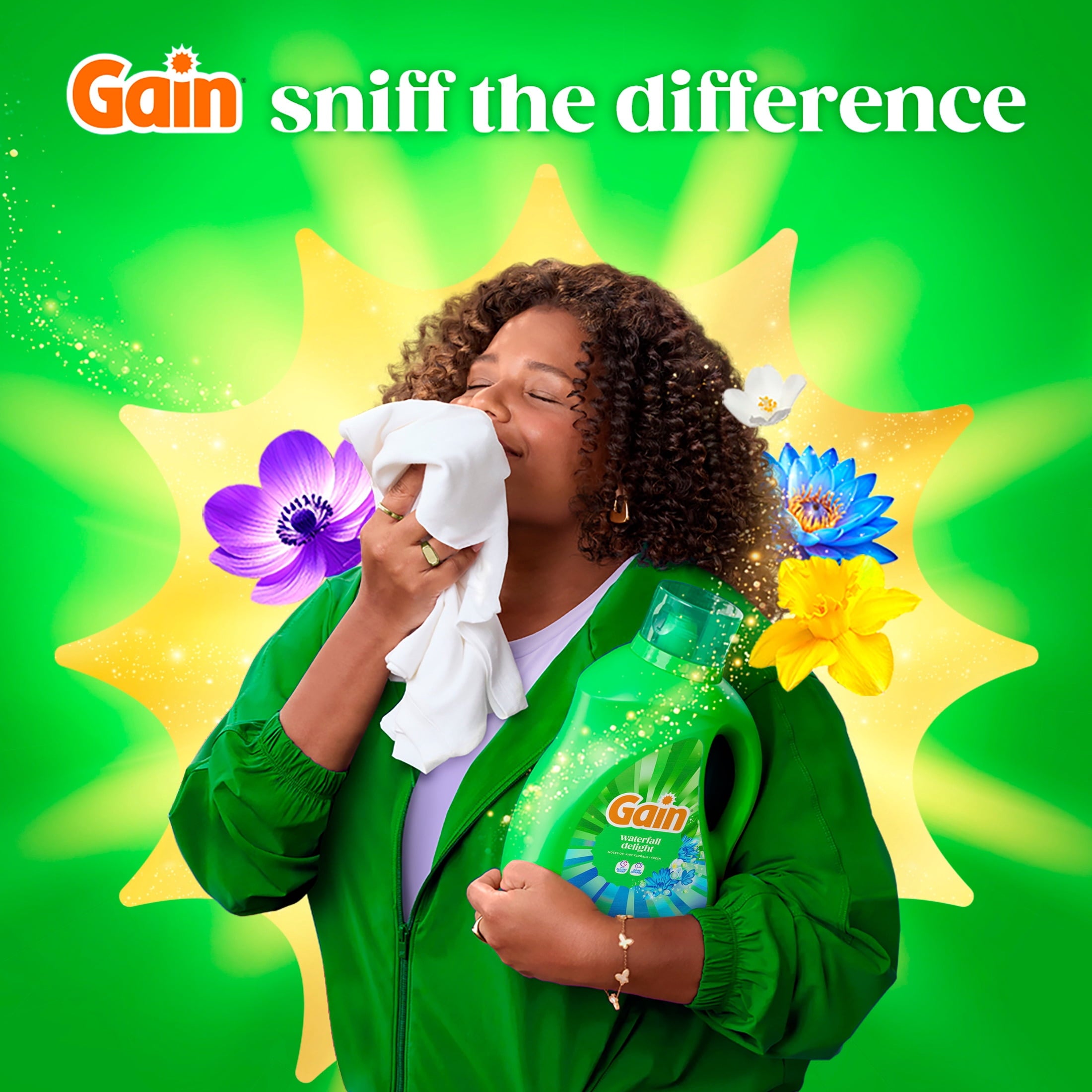 Gain Laundry Detergent Liquid, Now with Odor Defense, Waterfall Delight Scent, 132 fl oz, 100 Loads